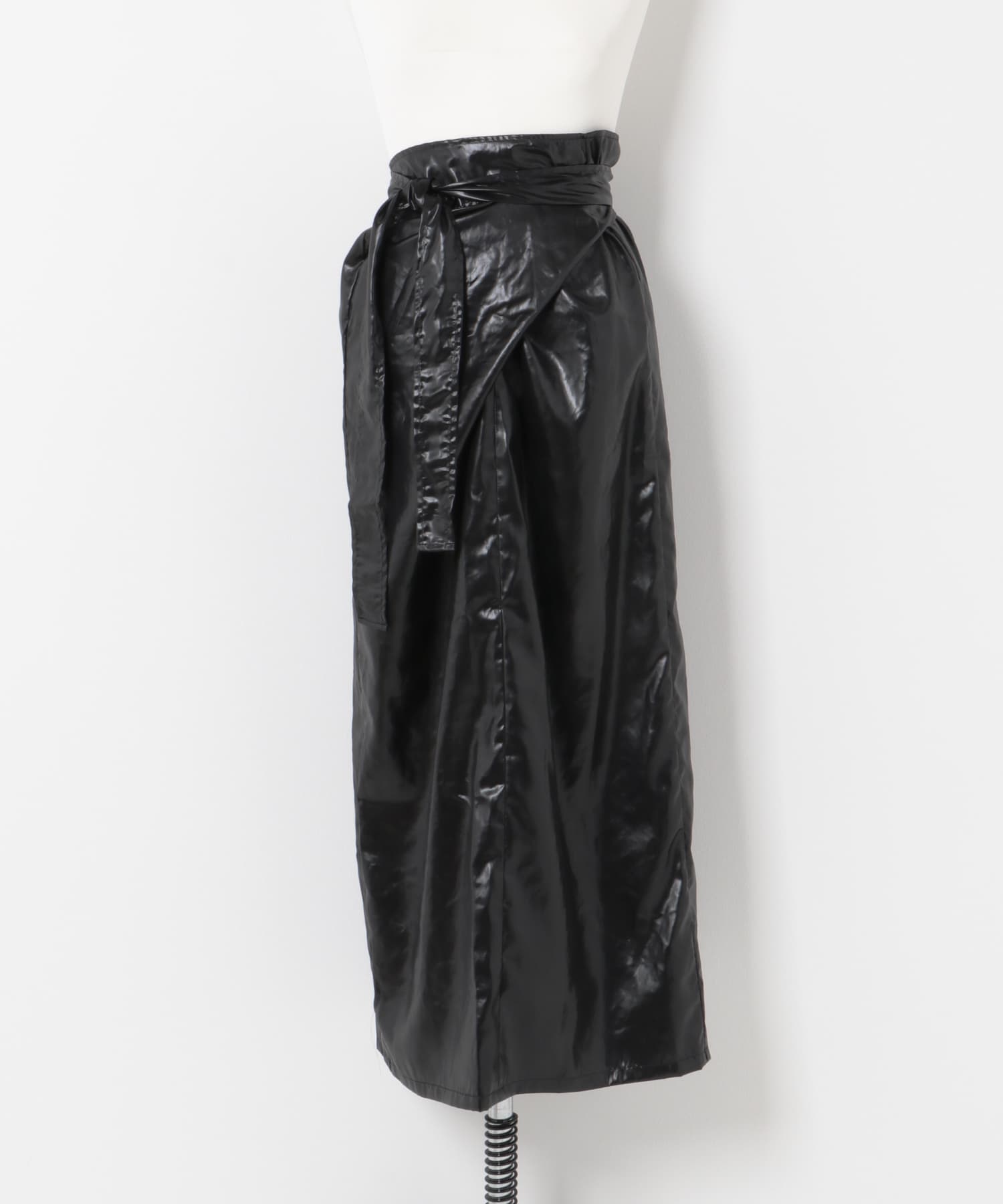 &her　Gloss Wrap Skirt BLACK FREE