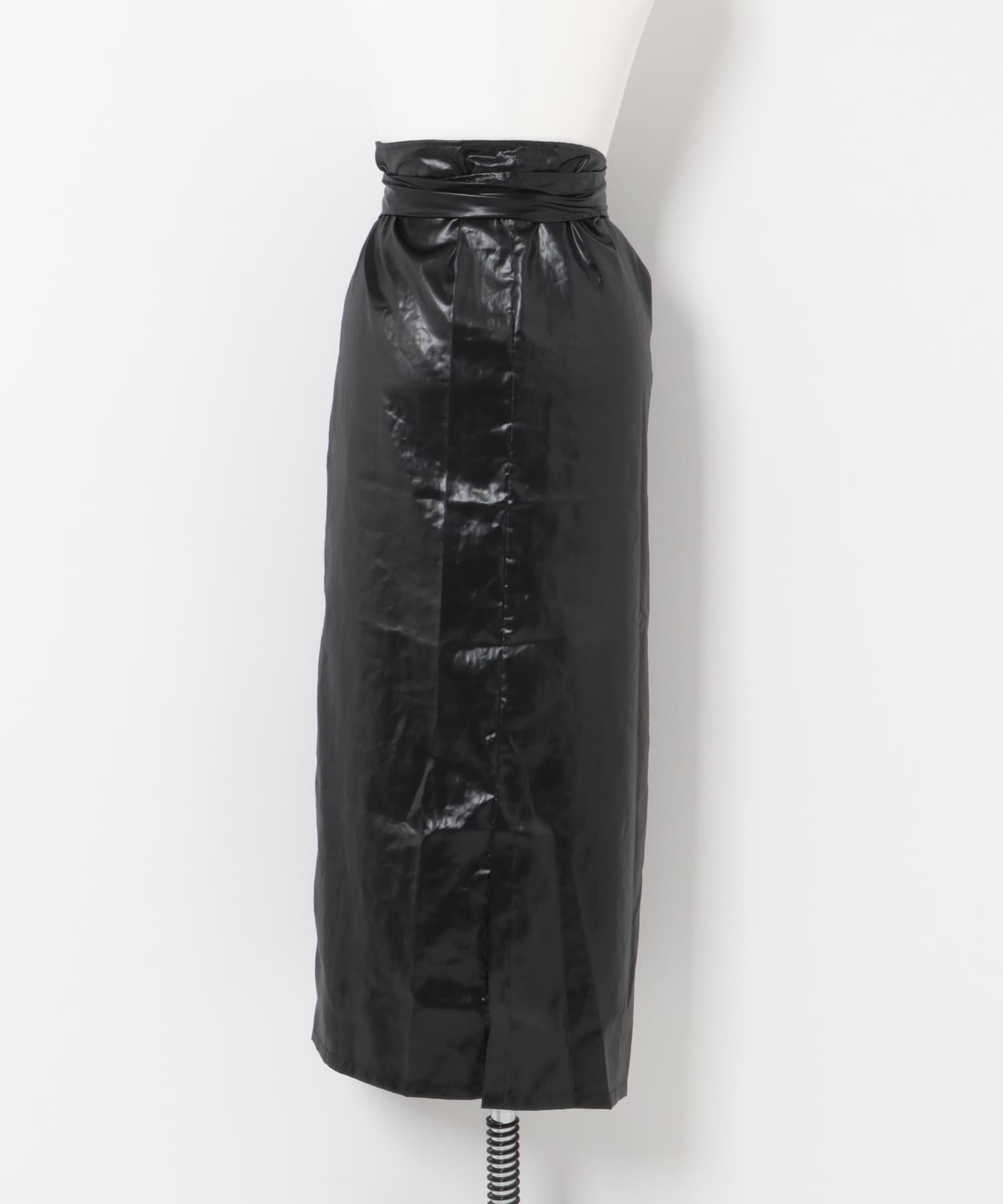 &her　Gloss Wrap Skirt BLACK FREE