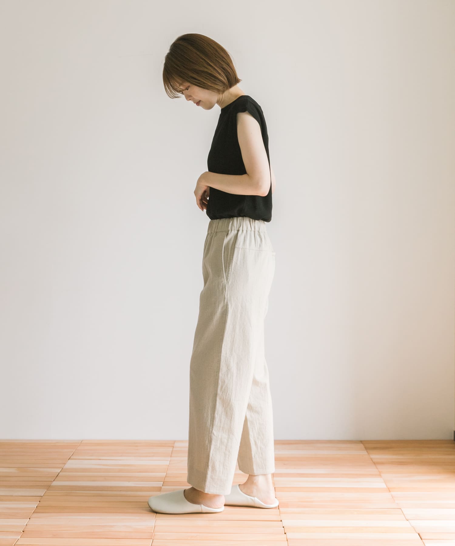 Arce　コットンリネンパンツ BEIGE M