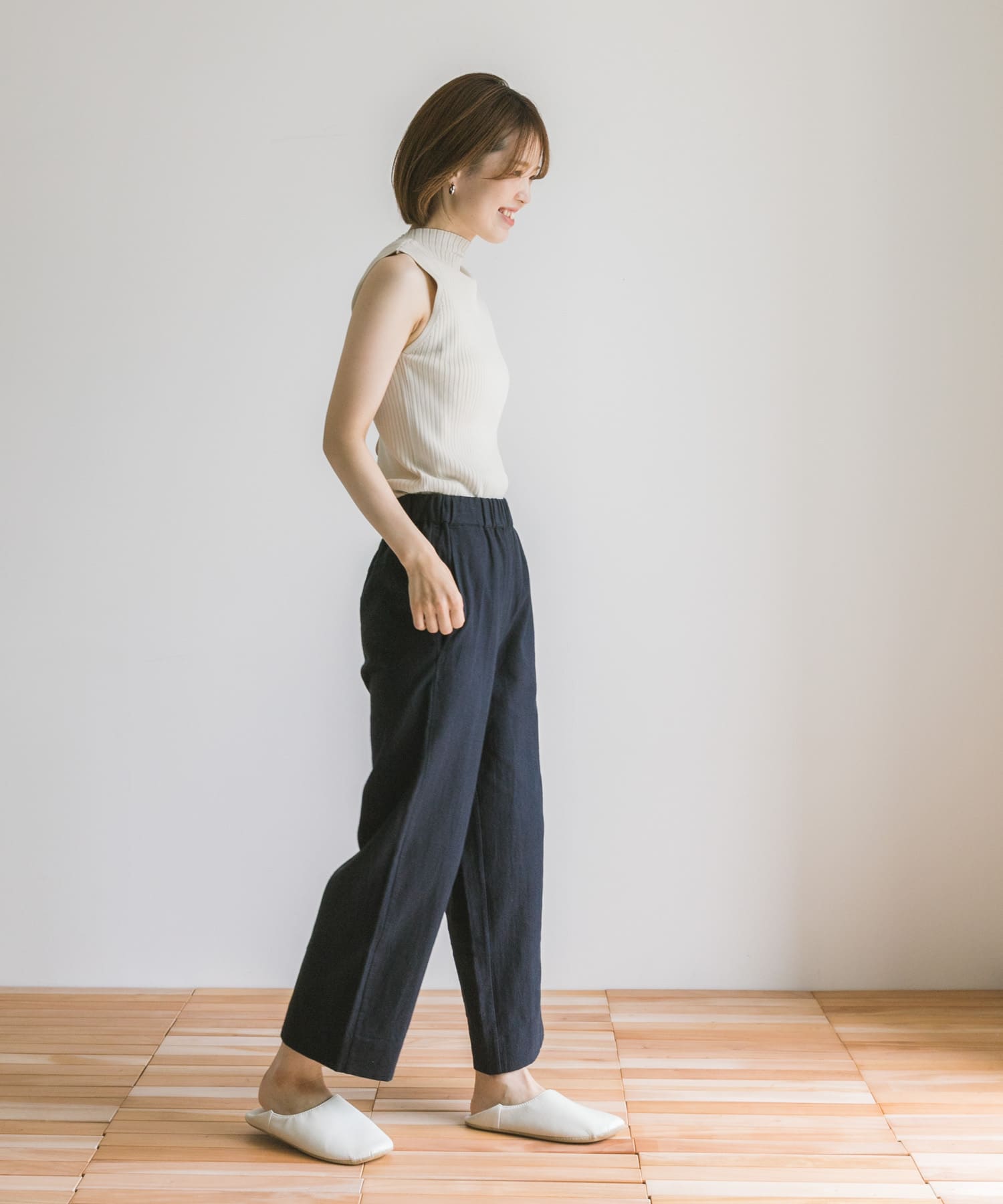Arce　コットンリネンパンツ NAVY M