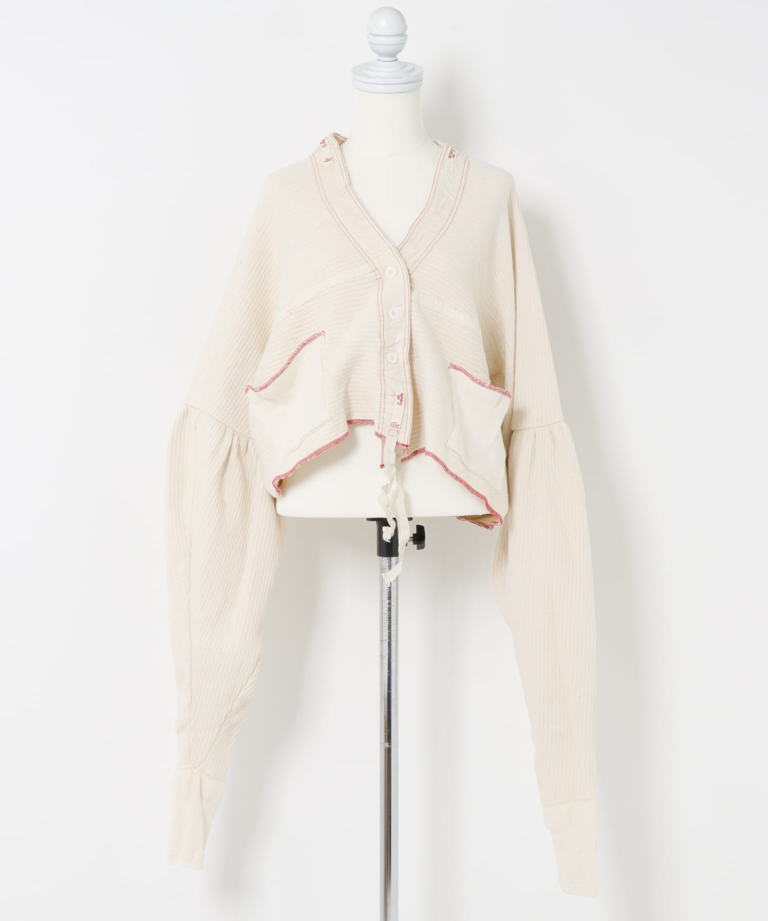77circa　make gather sleeve rib cardigan