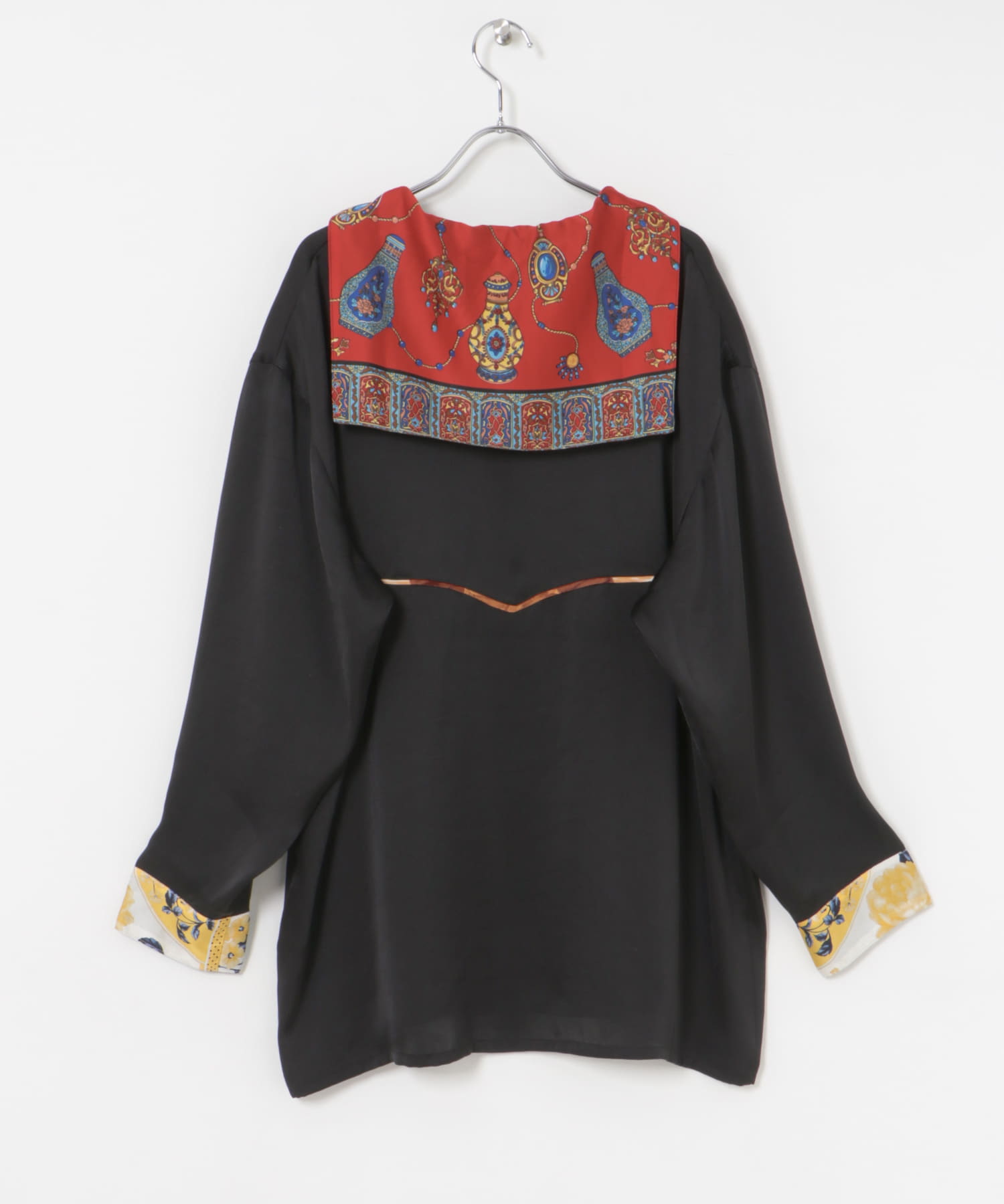 77circa　antique scarf sailor top black1 one