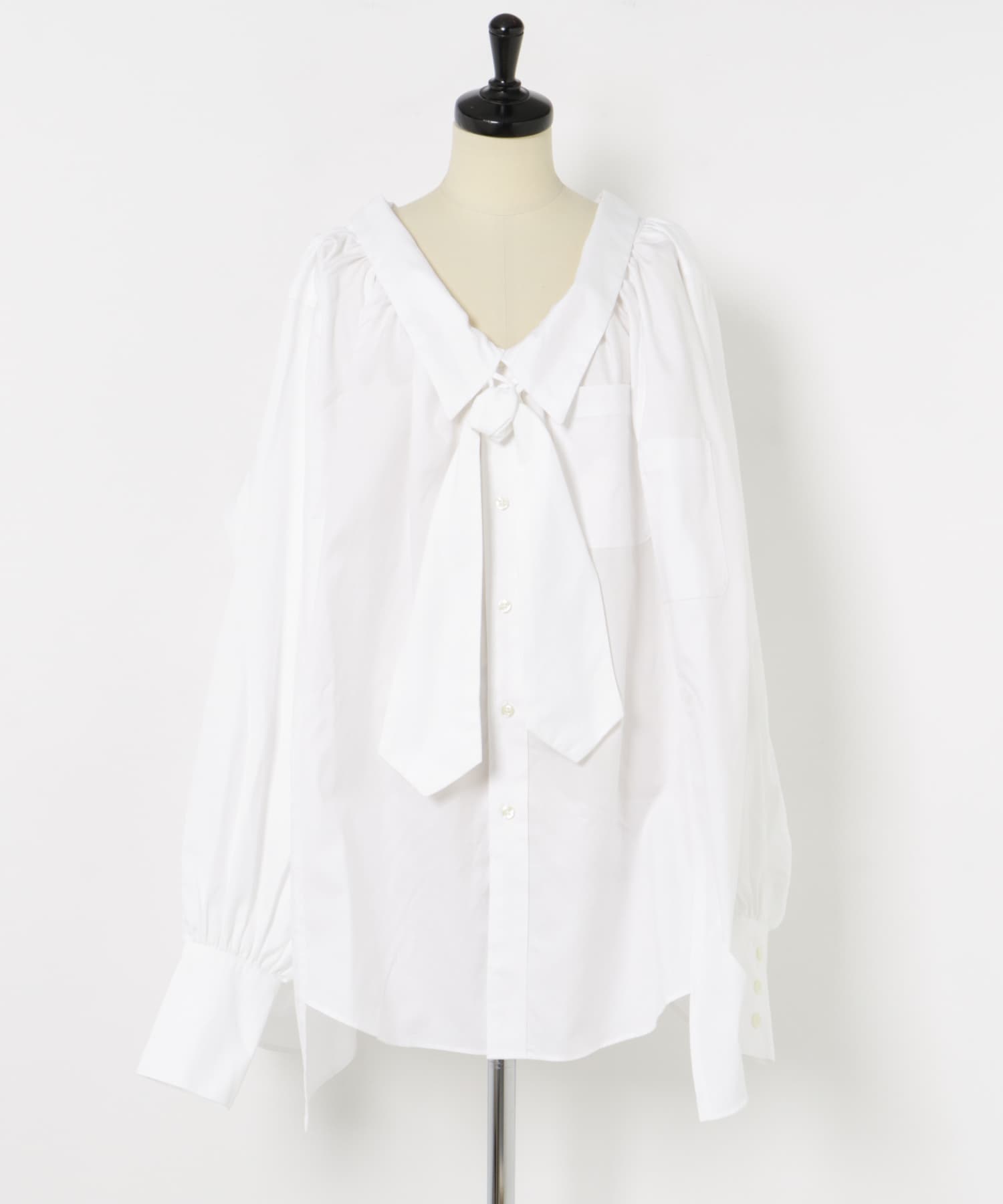 77circa　make wide cut back tie shirts white1 one