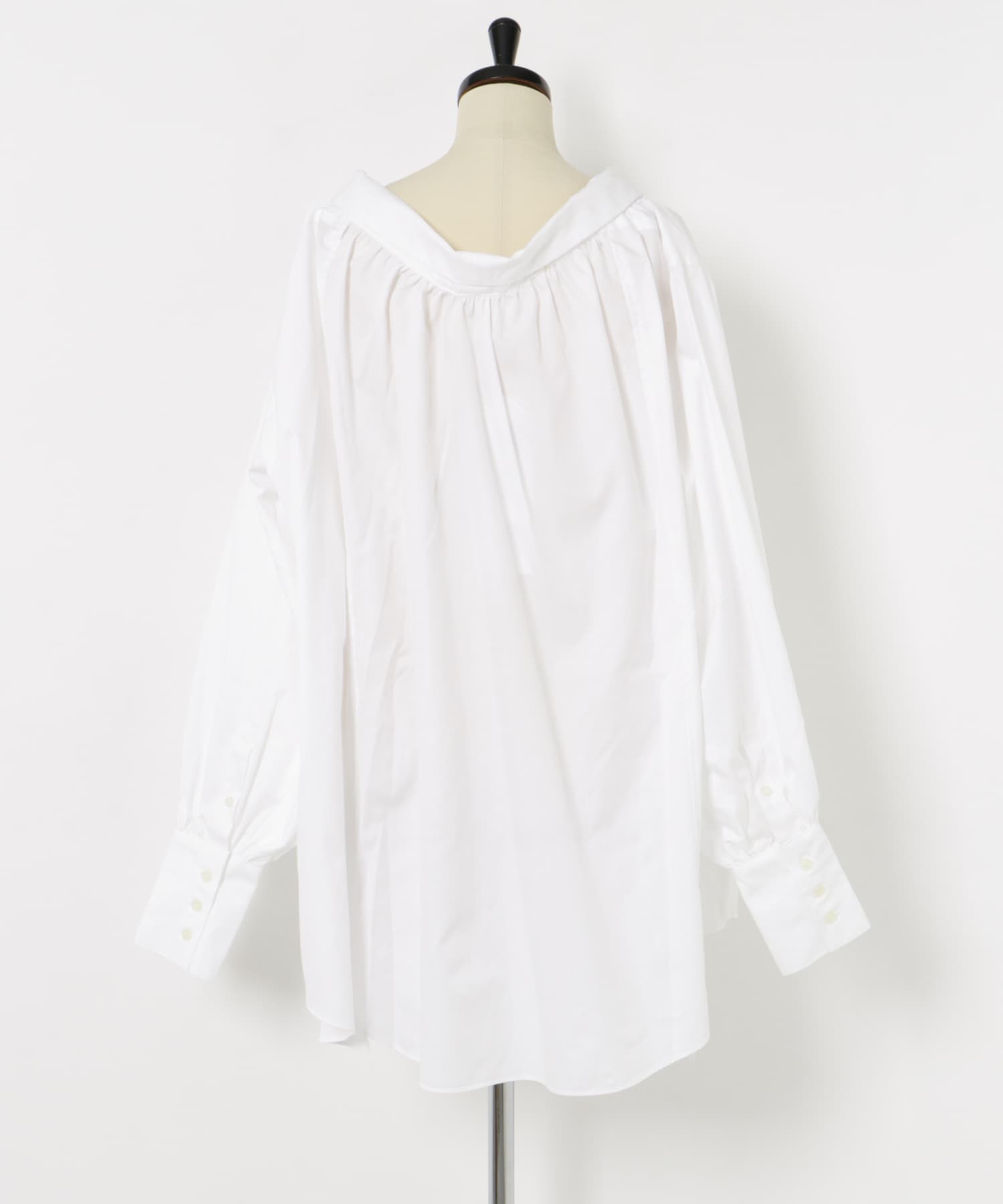 77circa　make wide cut back tie shirts white3 one