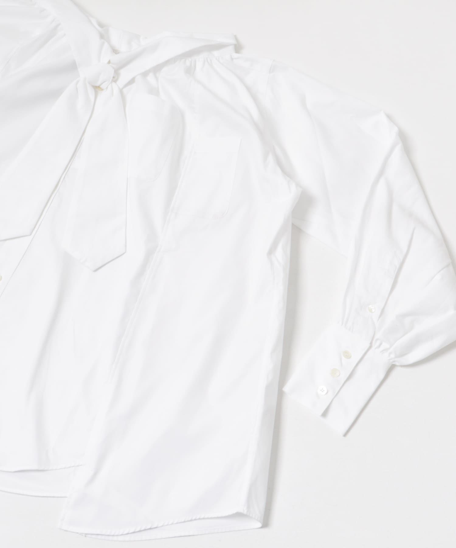 77circa　make wide cut back tie shirts white4 one