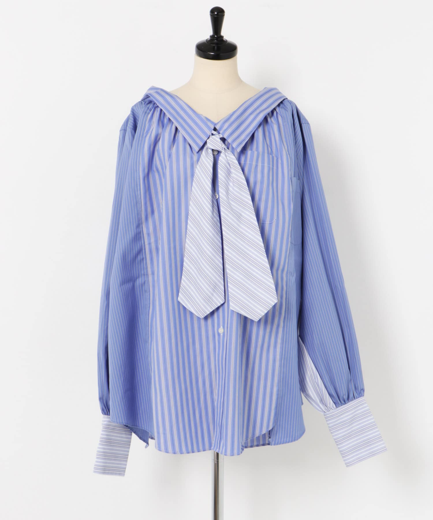 77circa　make wide cut back tie shirts stripe1 one
