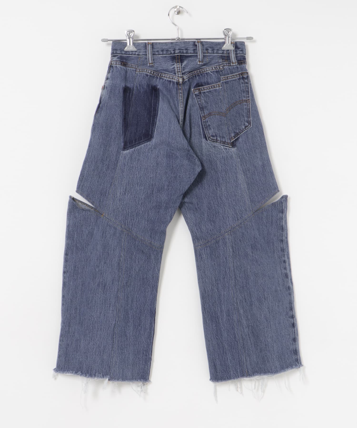 77circa　make four cutback bias slit denim pants blue1 28