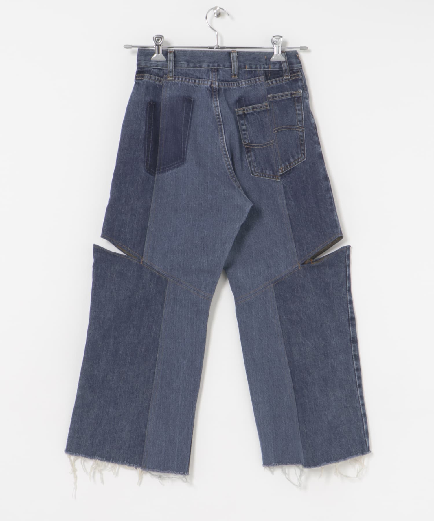 77circa　make four cutback bias slit denim pants blue2 28
