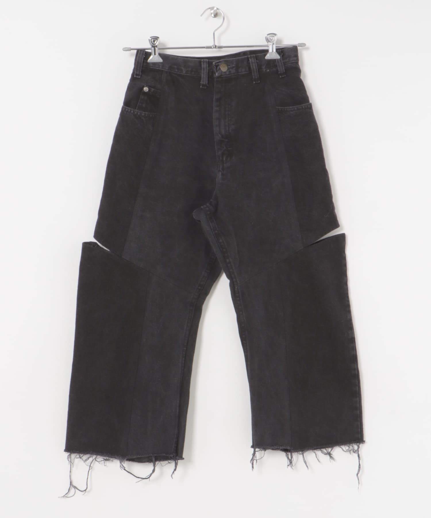 77circa　make four cutback bias slit denim pants black1 28