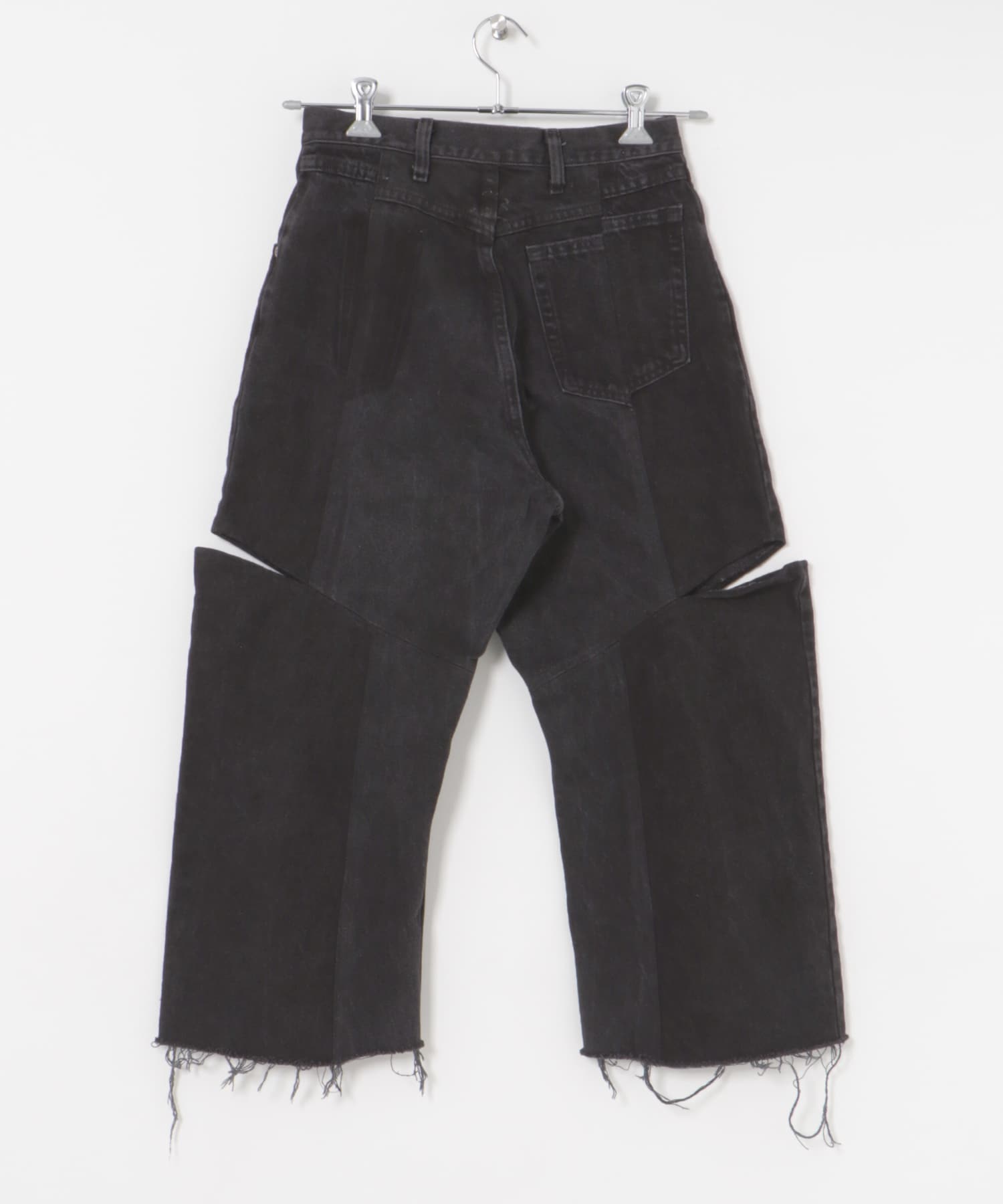 77circa　make four cutback bias slit denim pants black1 28