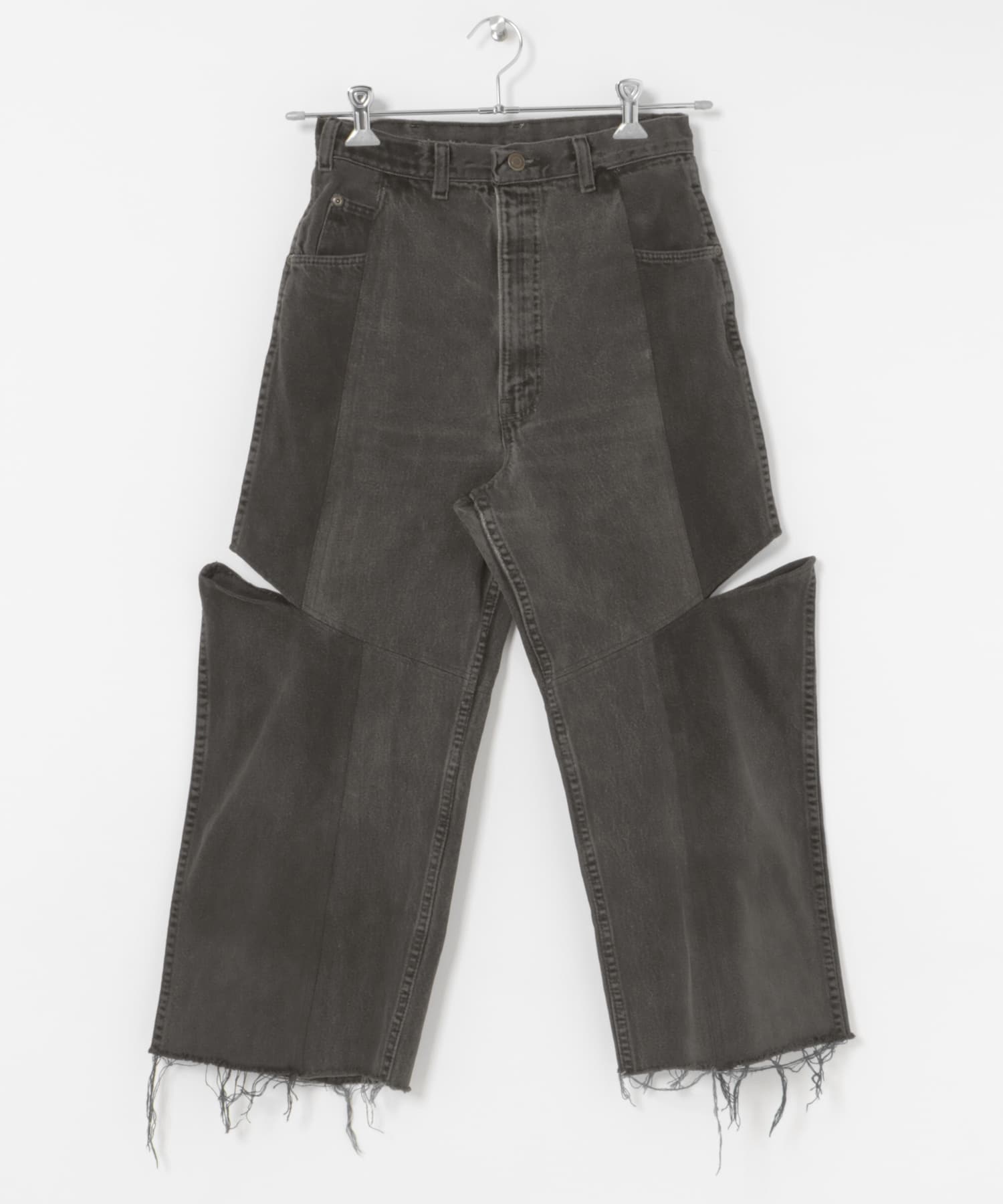 77circa　make four cutback bias slit denim pants