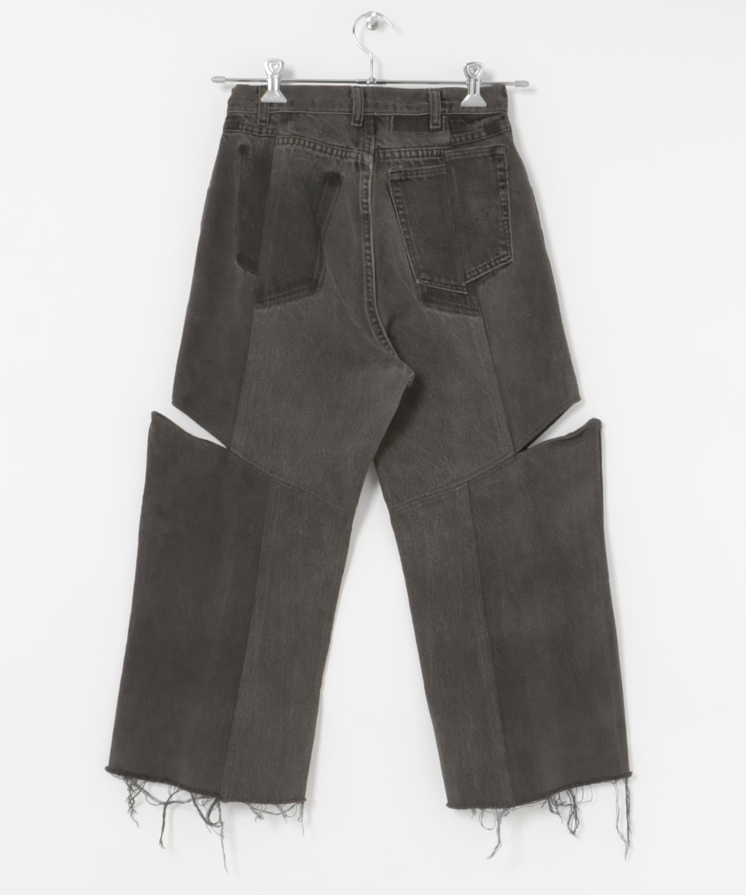 77circa　make four cutback bias slit denim pants black2 28