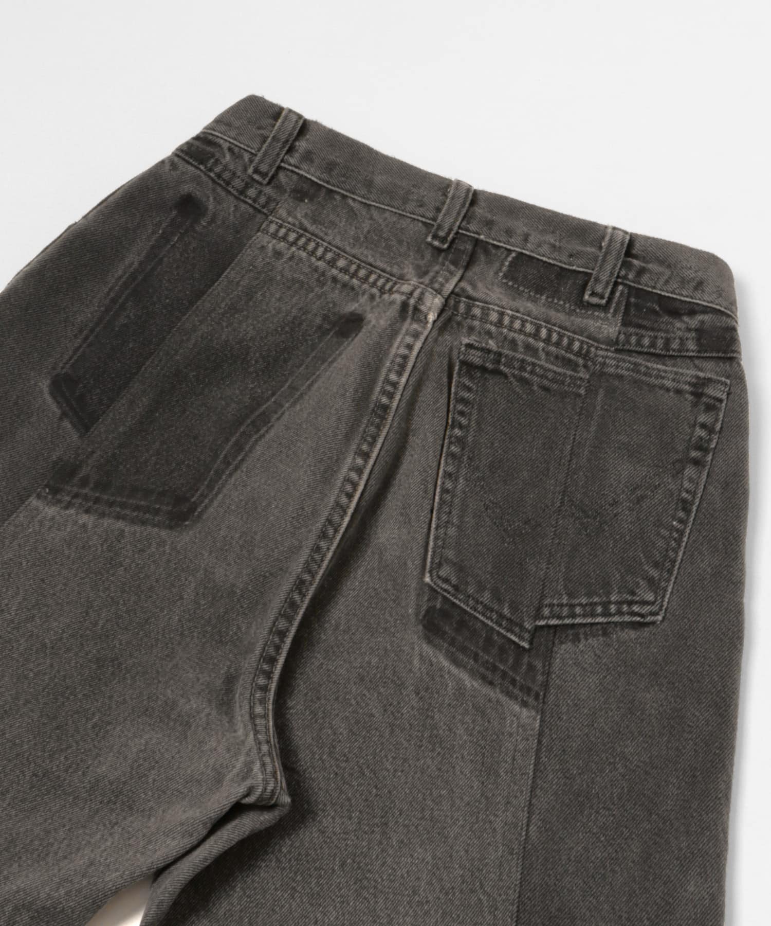 77circa　make four cutback bias slit denim pants black2 28