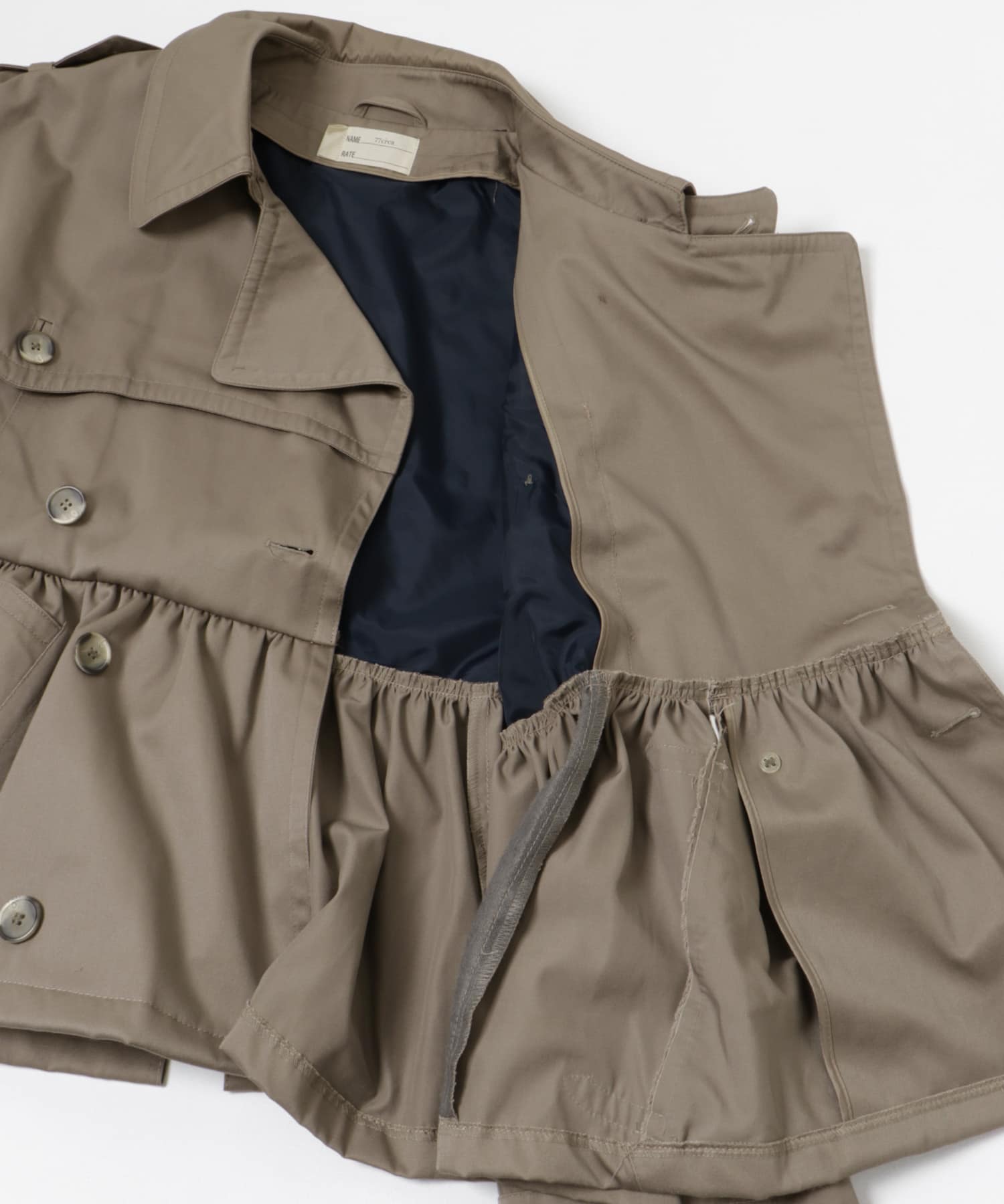 77circa　make gather hem short trench vest beige one
