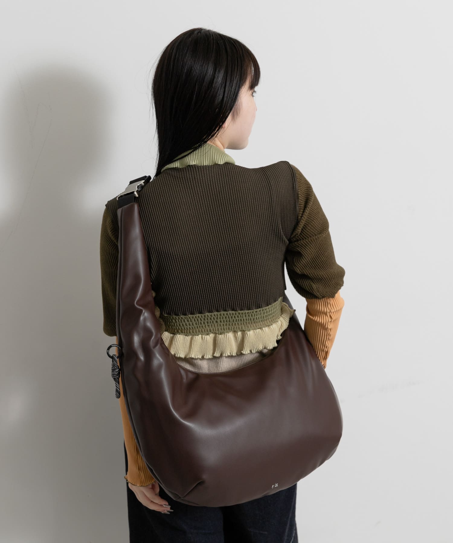 F/CE.　TECH LEATHER BIG SHOULDER TOTE Brown FREE