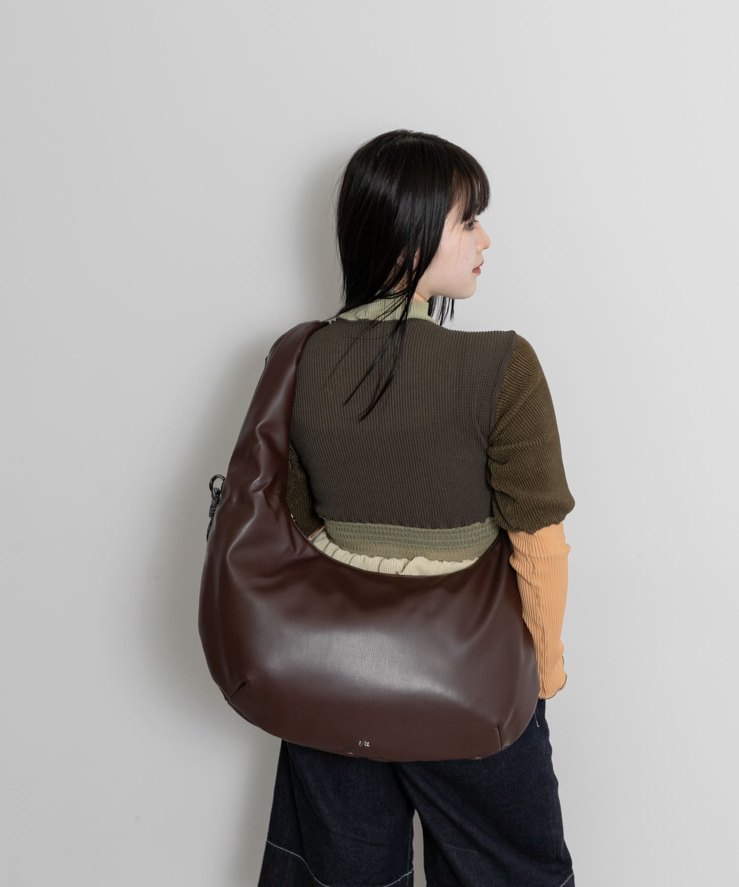 F/CE.　TECH LEATHER BIG SHOULDER TOTE Brown FREE