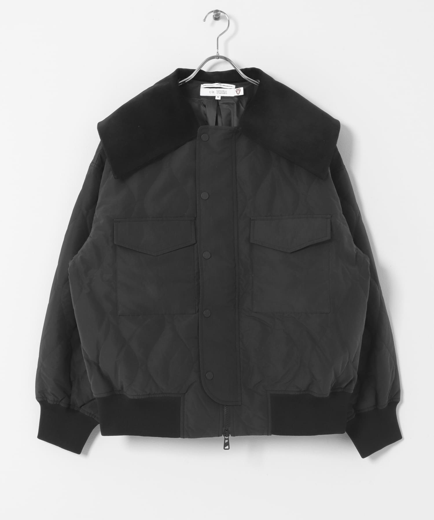 F/CE.　QUILTED JACKET WITH DETACHABLE COLLAR JACKET Black M