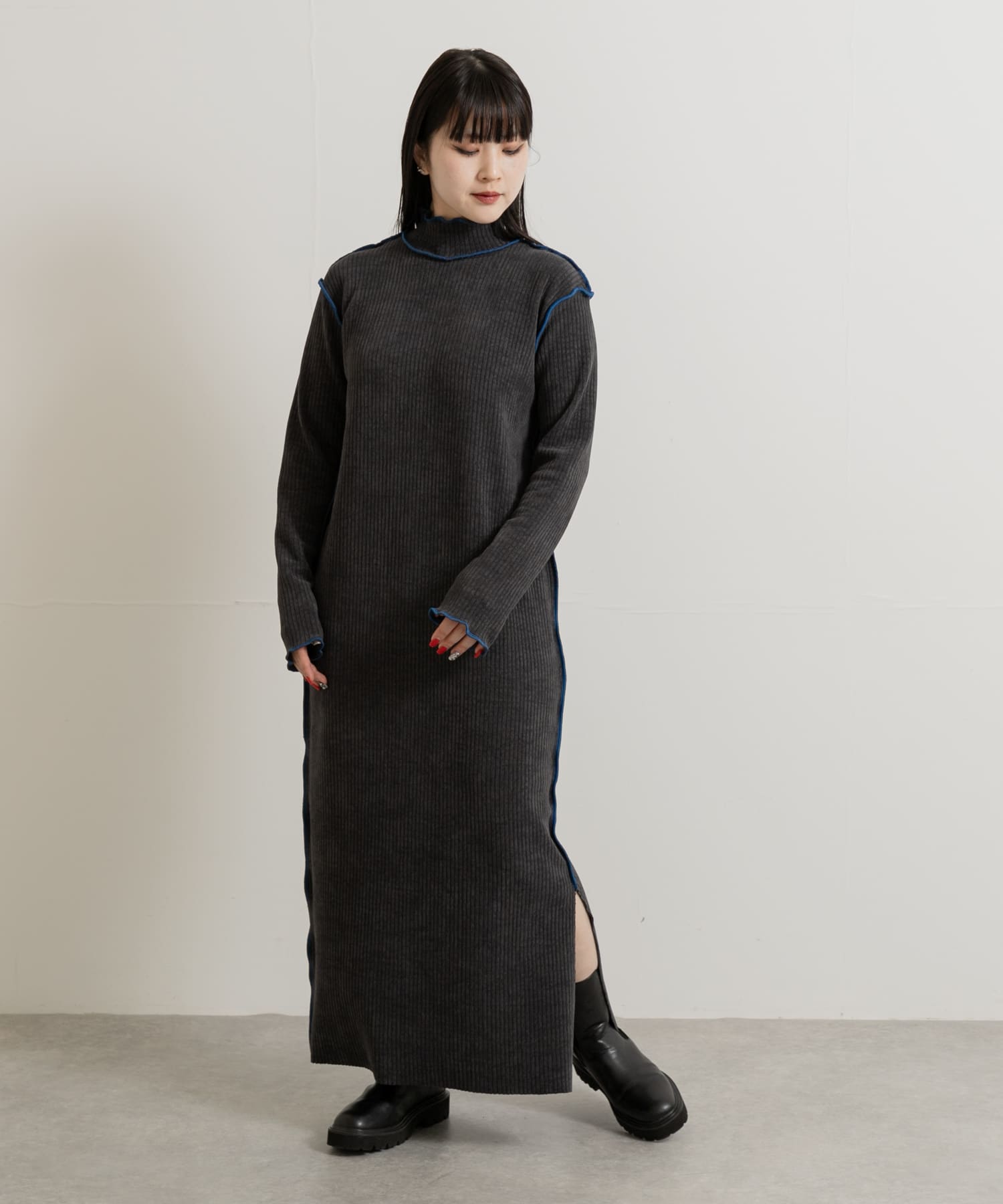 &her　Smooth Rib Onepiece