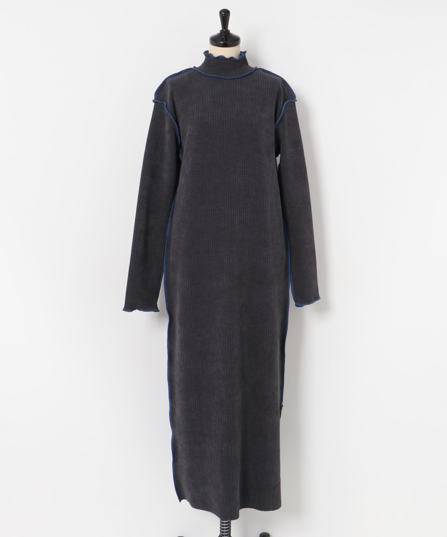 &her　Smooth Rib Onepiece CHARCOAL FREE