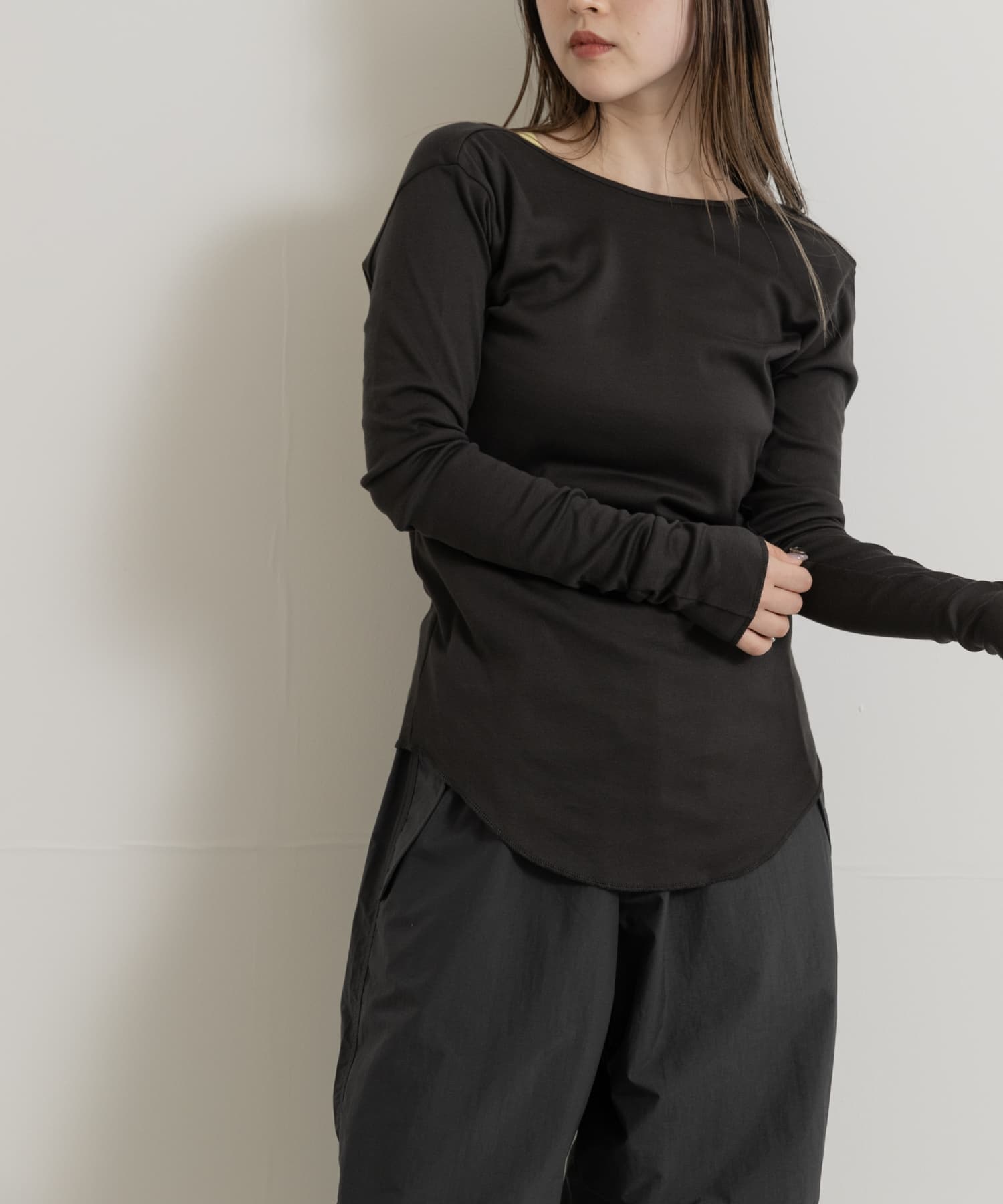 &her　Deep V LONG-SLEEVE Tops