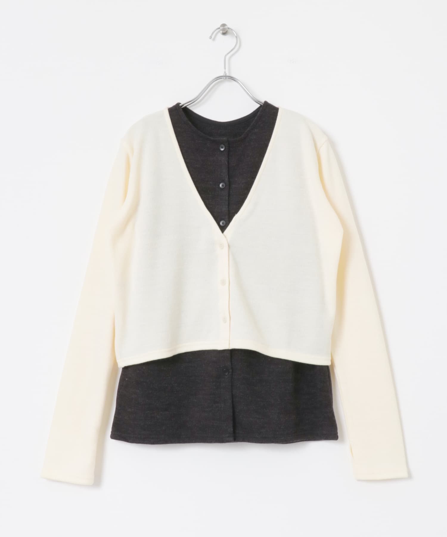 &her　Vest Cardigan Set GRYxOFF FREE