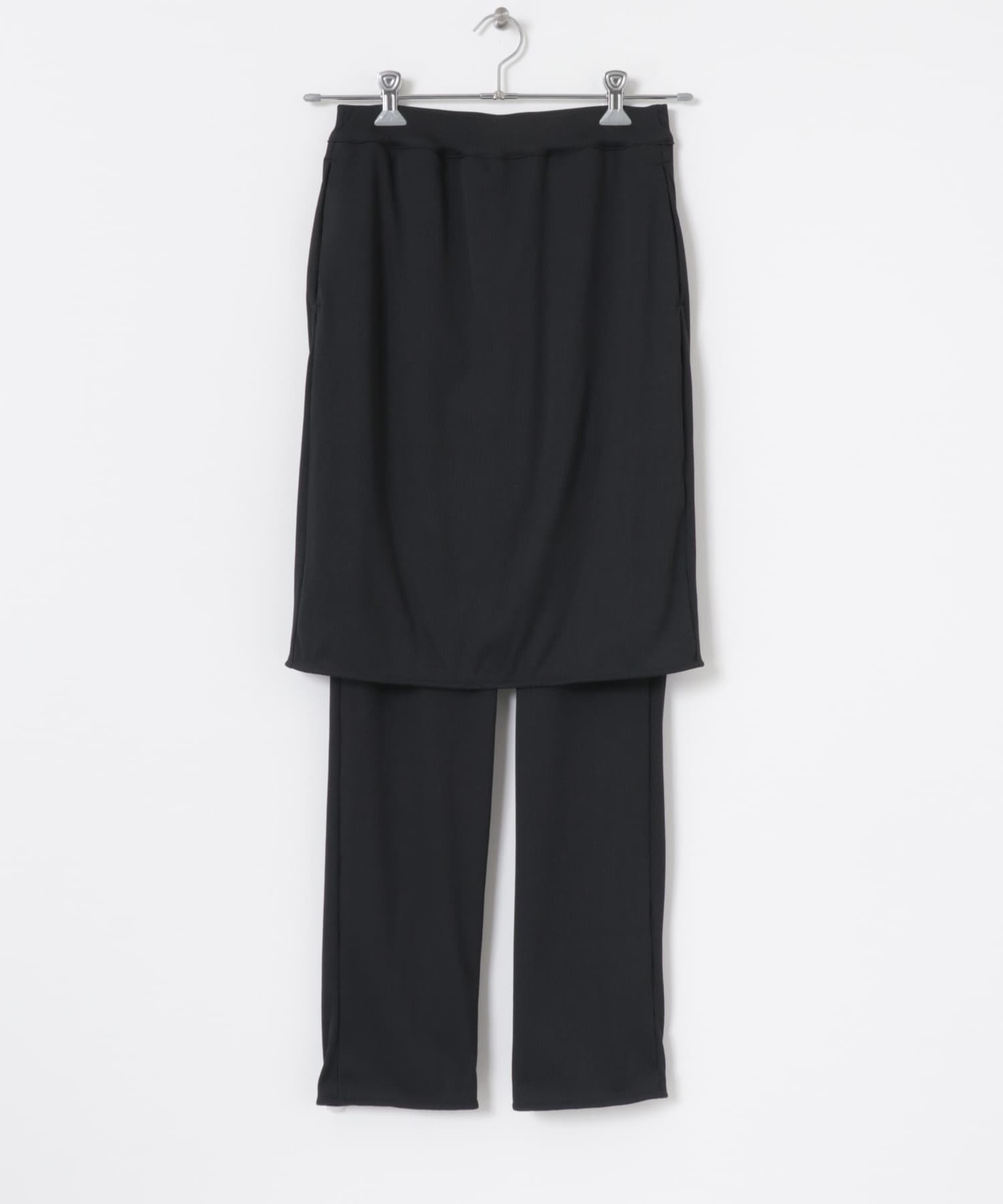 &her　Rib Skirt Pants BLACK FREE