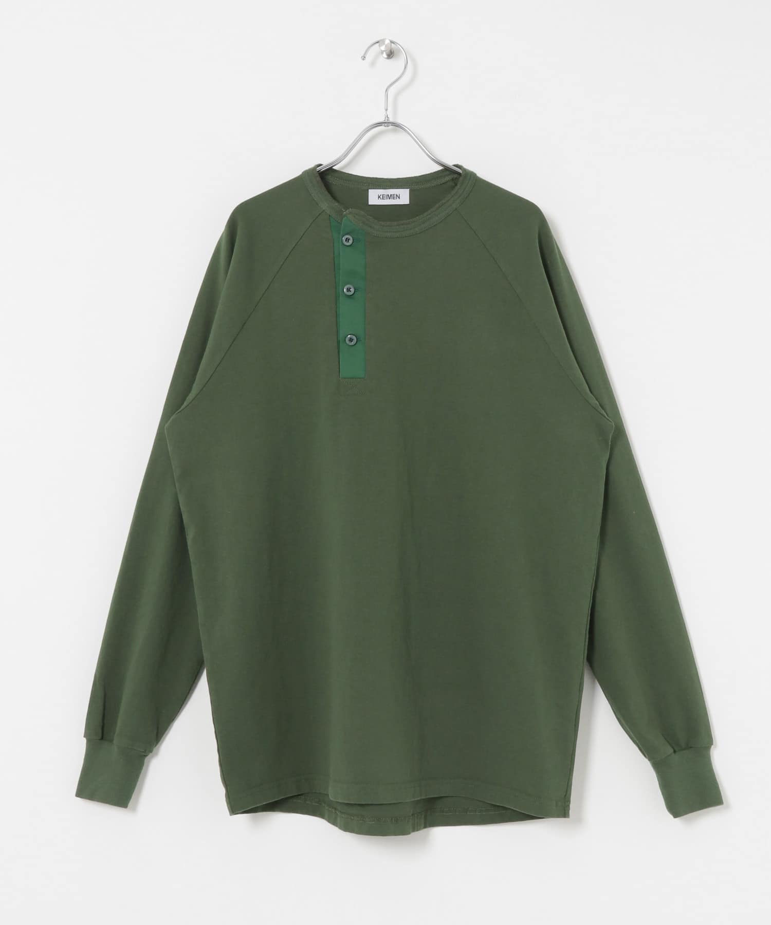 KEIMEN　Henley neck T-shirts Green M