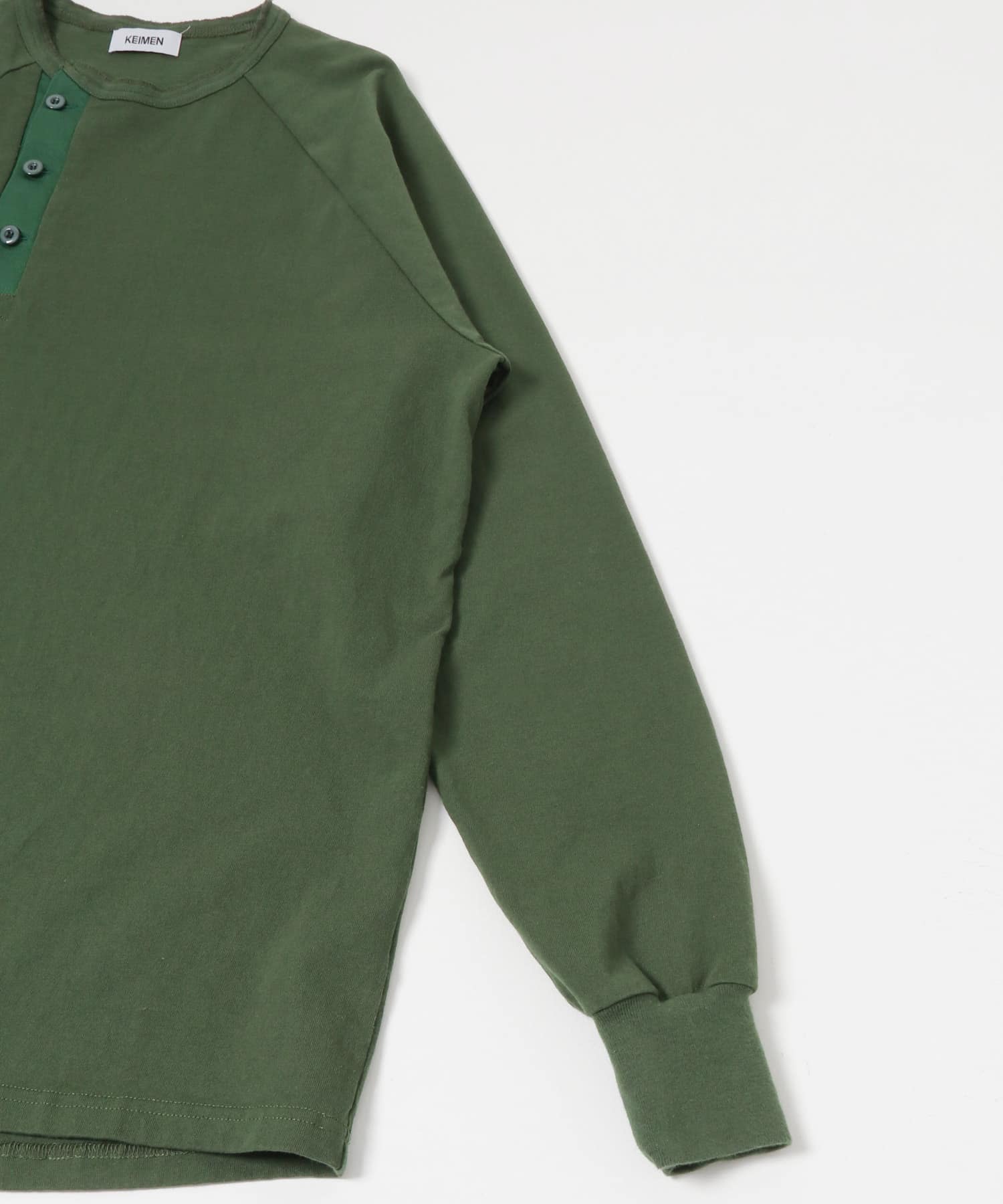 KEIMEN　Henley neck T-shirts Green M