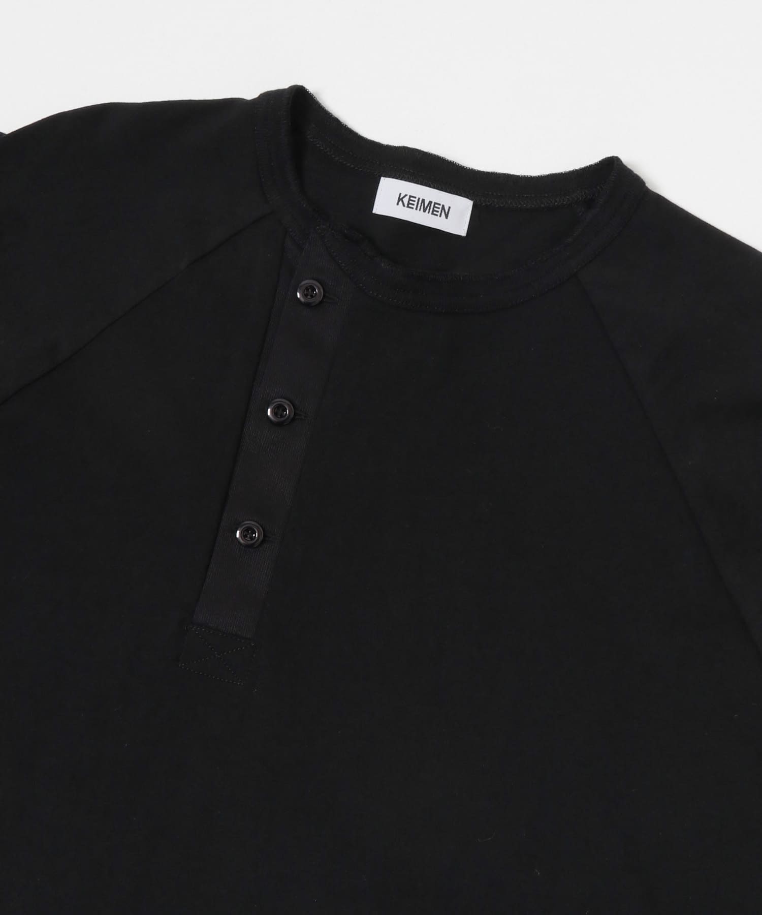 KEIMEN　Henley neck T-shirts Black M
