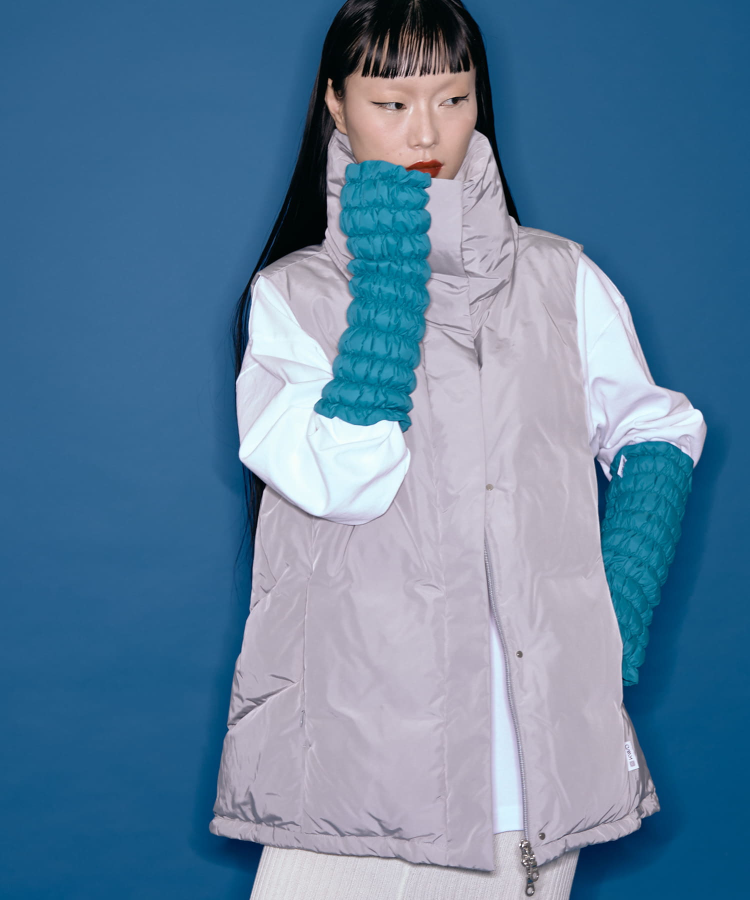 KWD　DOWN ARM WARMER Blue FREE