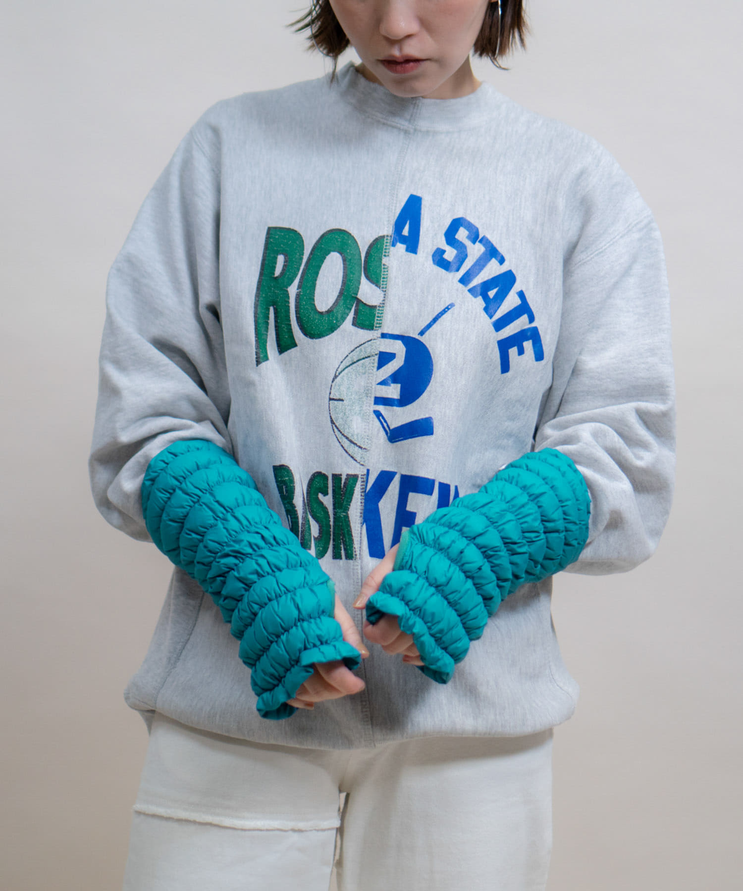 KWD　DOWN ARM WARMER Blue FREE