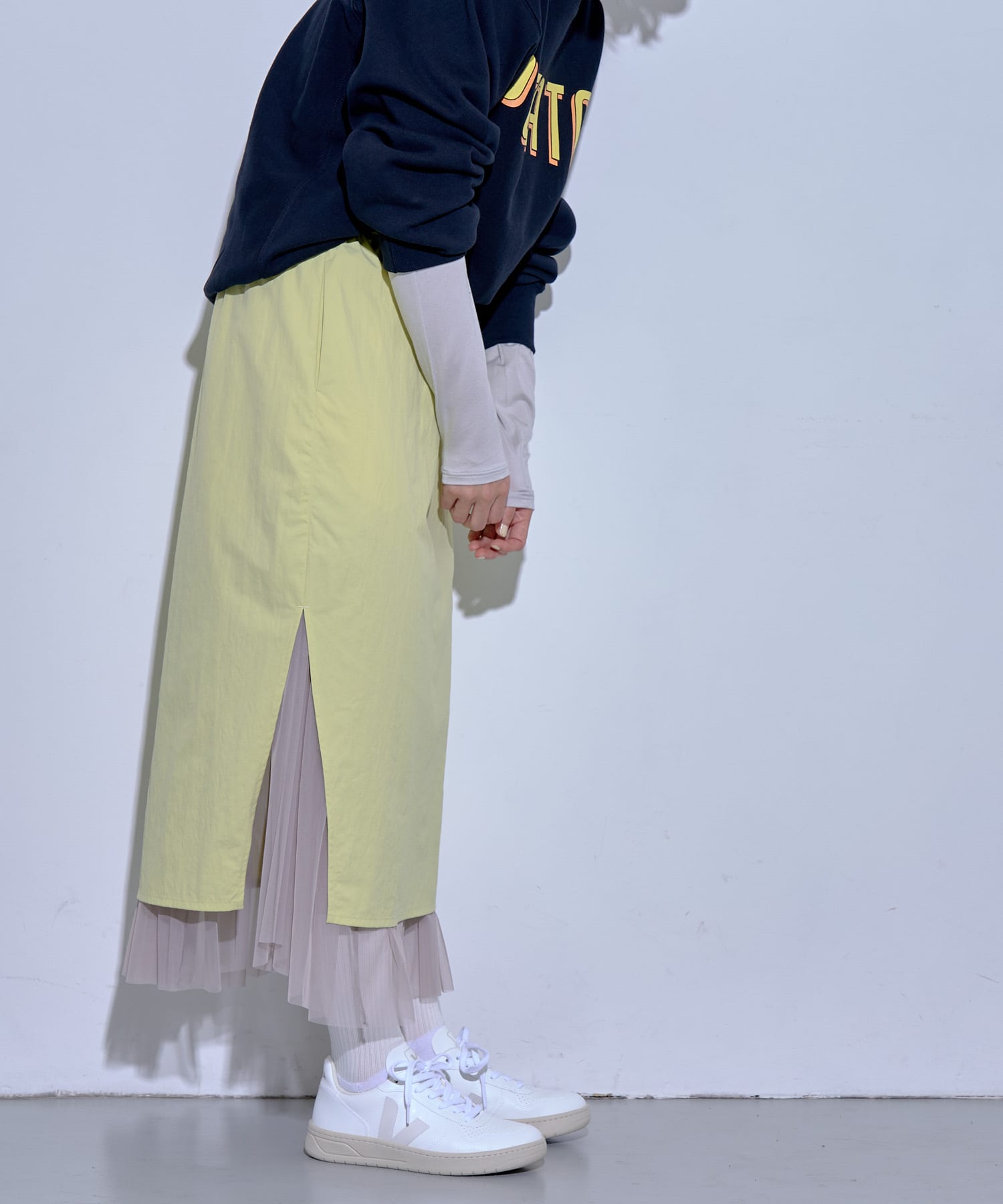 『別注』MIDIUMISOLID×TGM　RE Nylon layered skirt