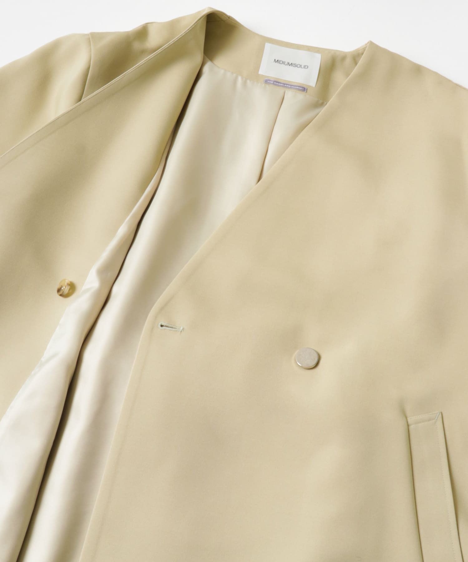 『別注』MIDIUMISOLID×TGM　RE V neck long coat L.BEIGE FREE