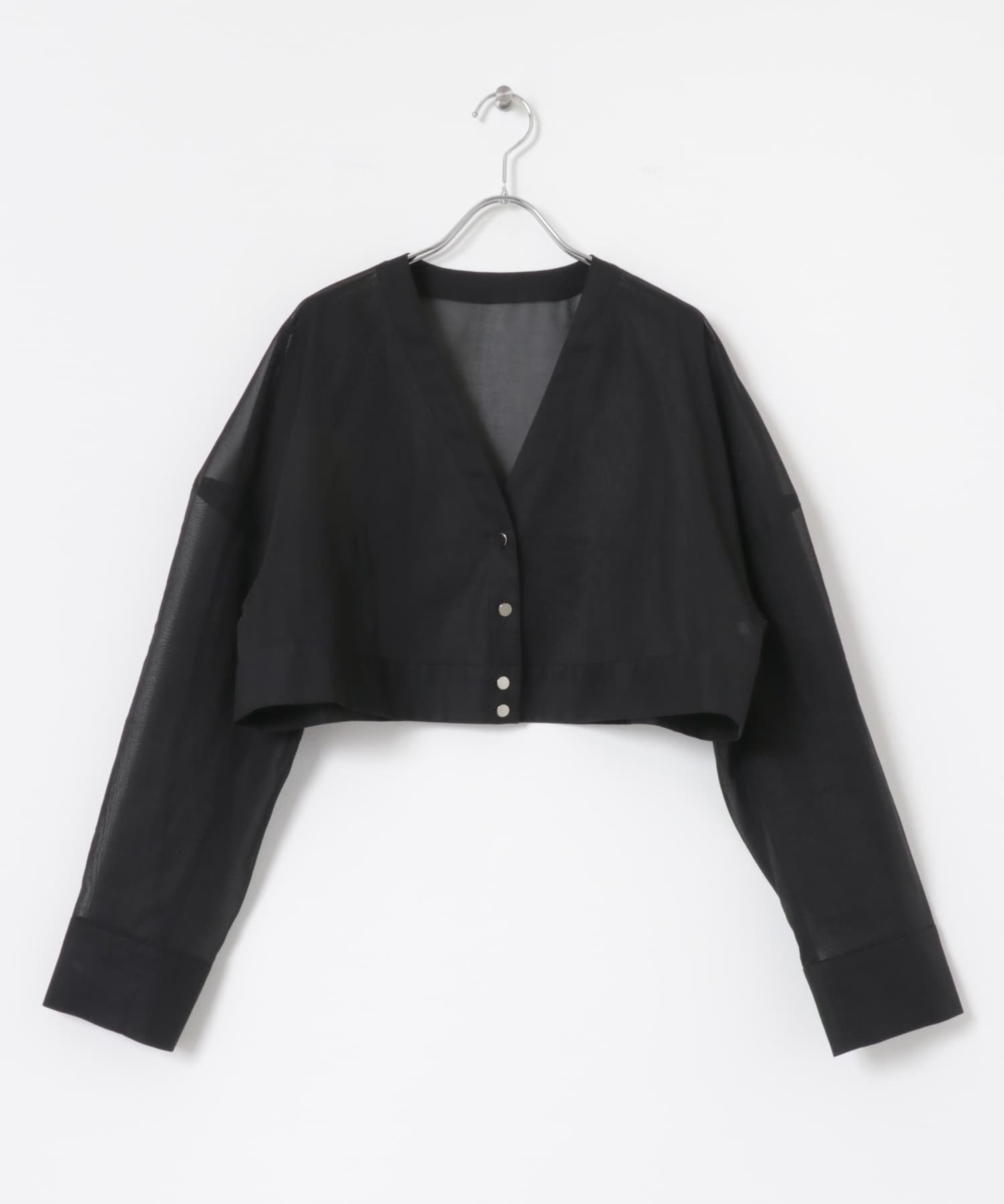 『別注』MIDIUMISOLID×TGM　sheer voile Vneck Cardigan BLACK one