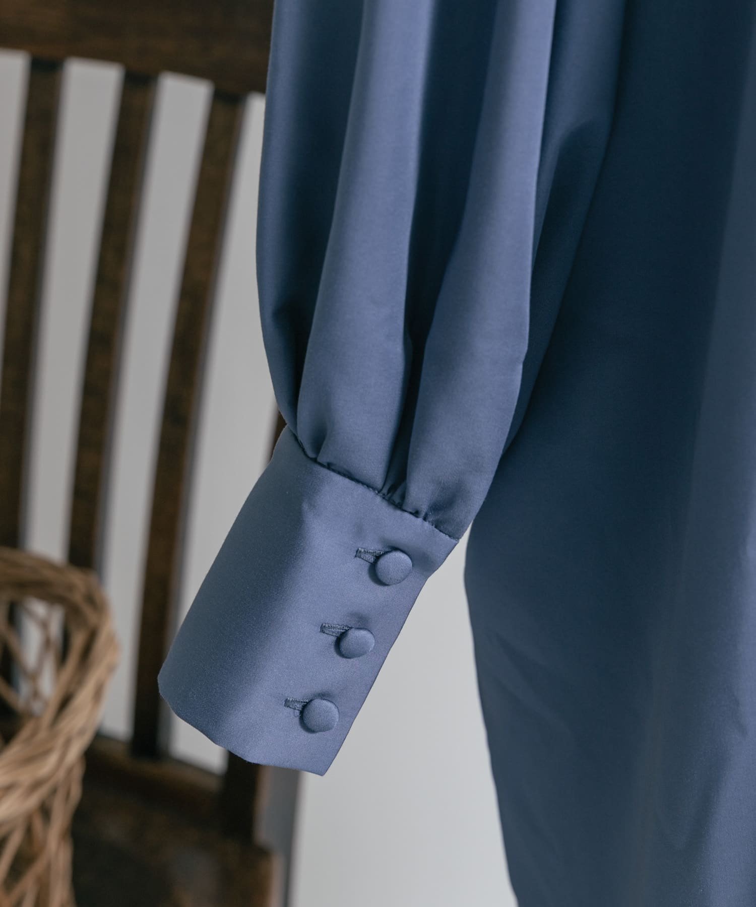 『別注』MIDIUMISOLID×TGM　Scarf collar wide one-piece Blue one