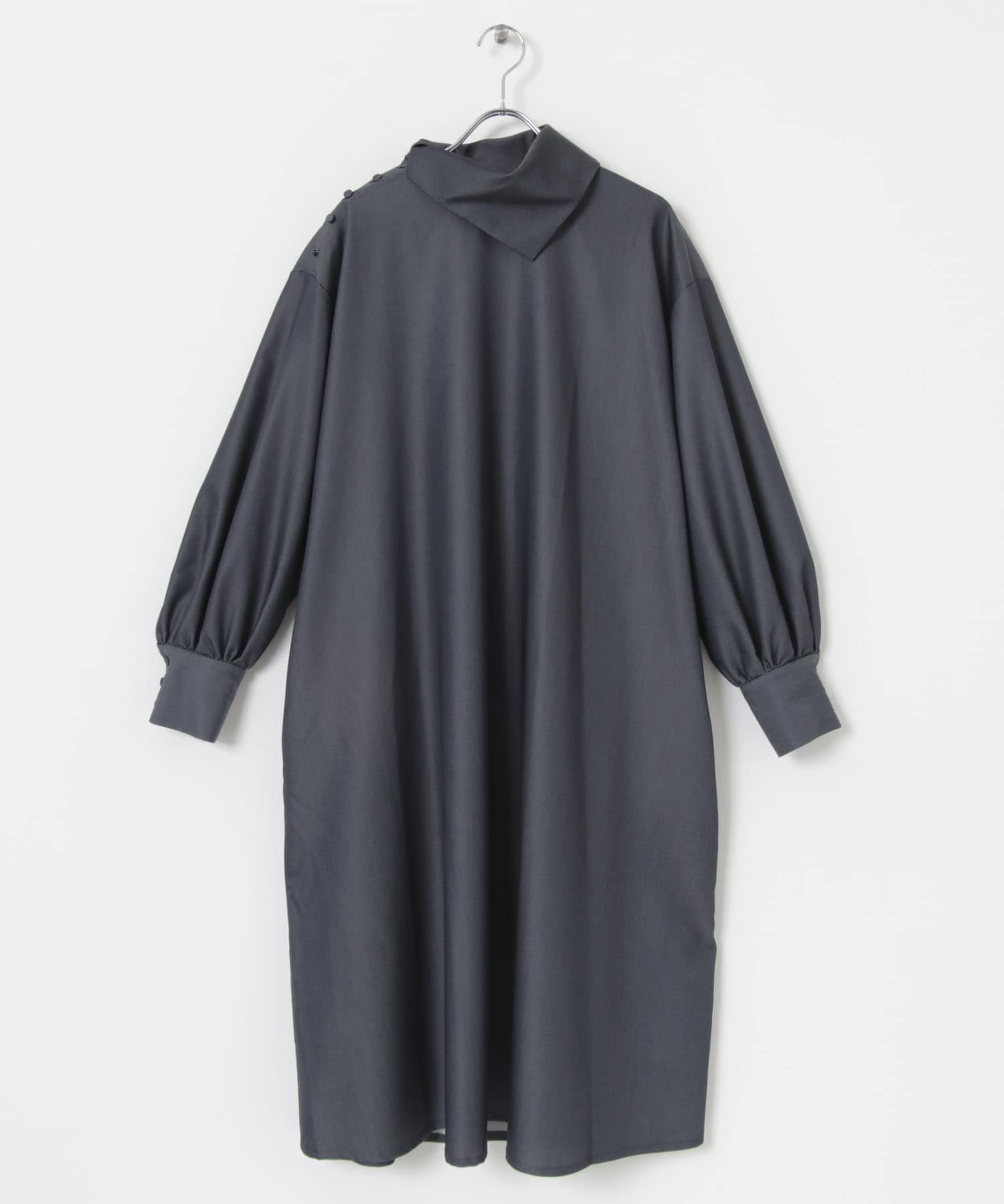 『別注』MIDIUMISOLID×TGM　Scarf collar wide one-piece C.Gray one