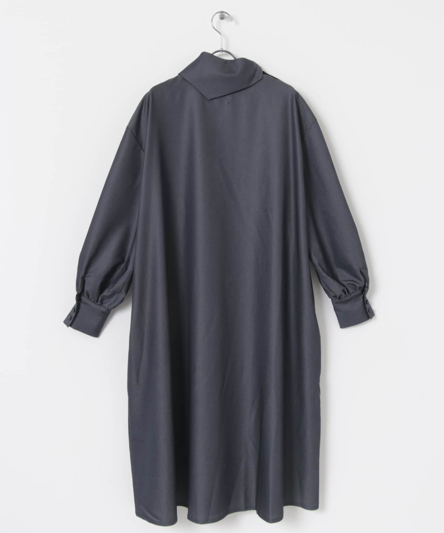 『別注』MIDIUMISOLID×TGM　Scarf collar wide one-piece C.Gray one
