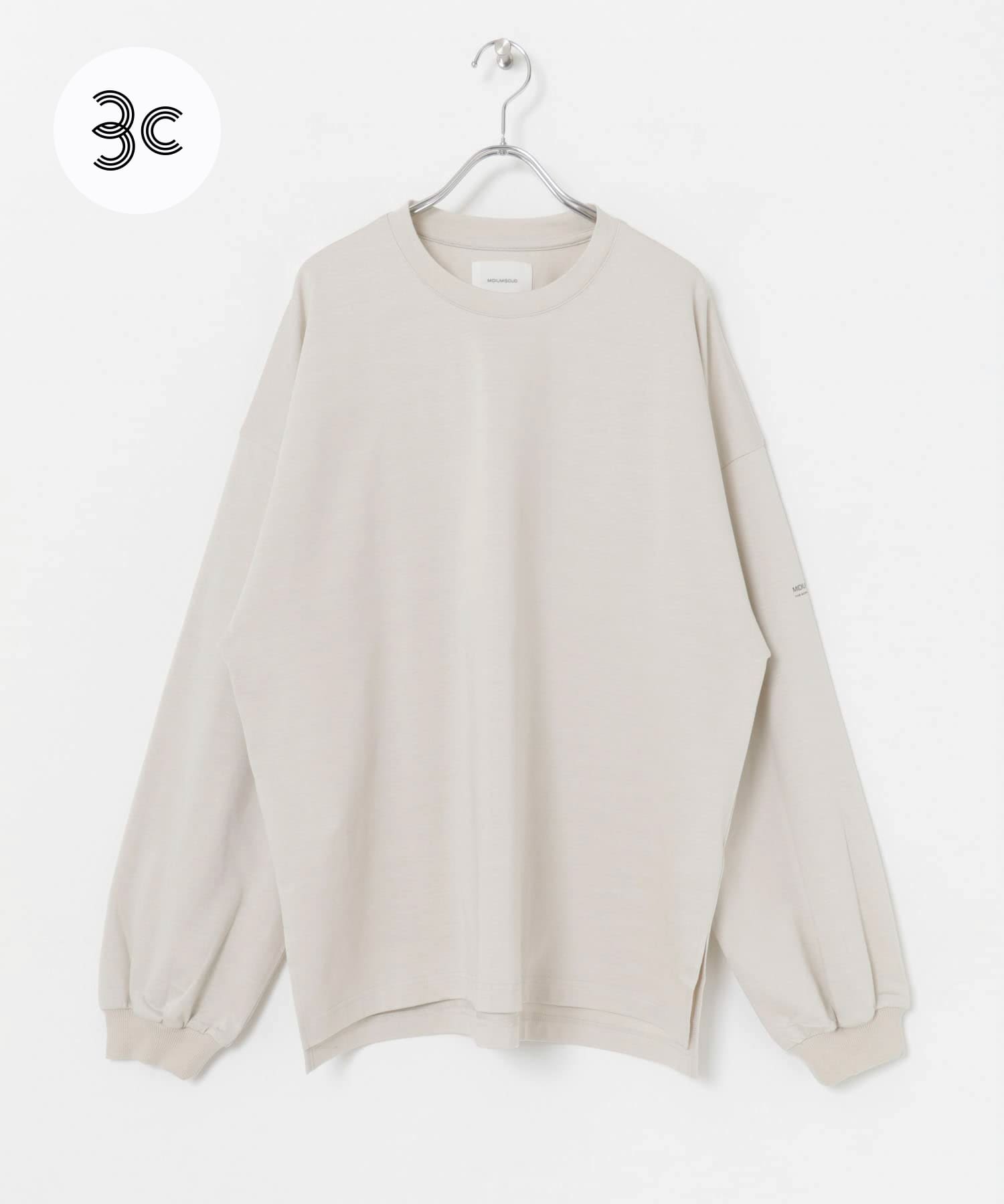 『別注』MIDIUMISOLID×TGM　Organic cotton LS T-SHIRTS L L.BEIGE one