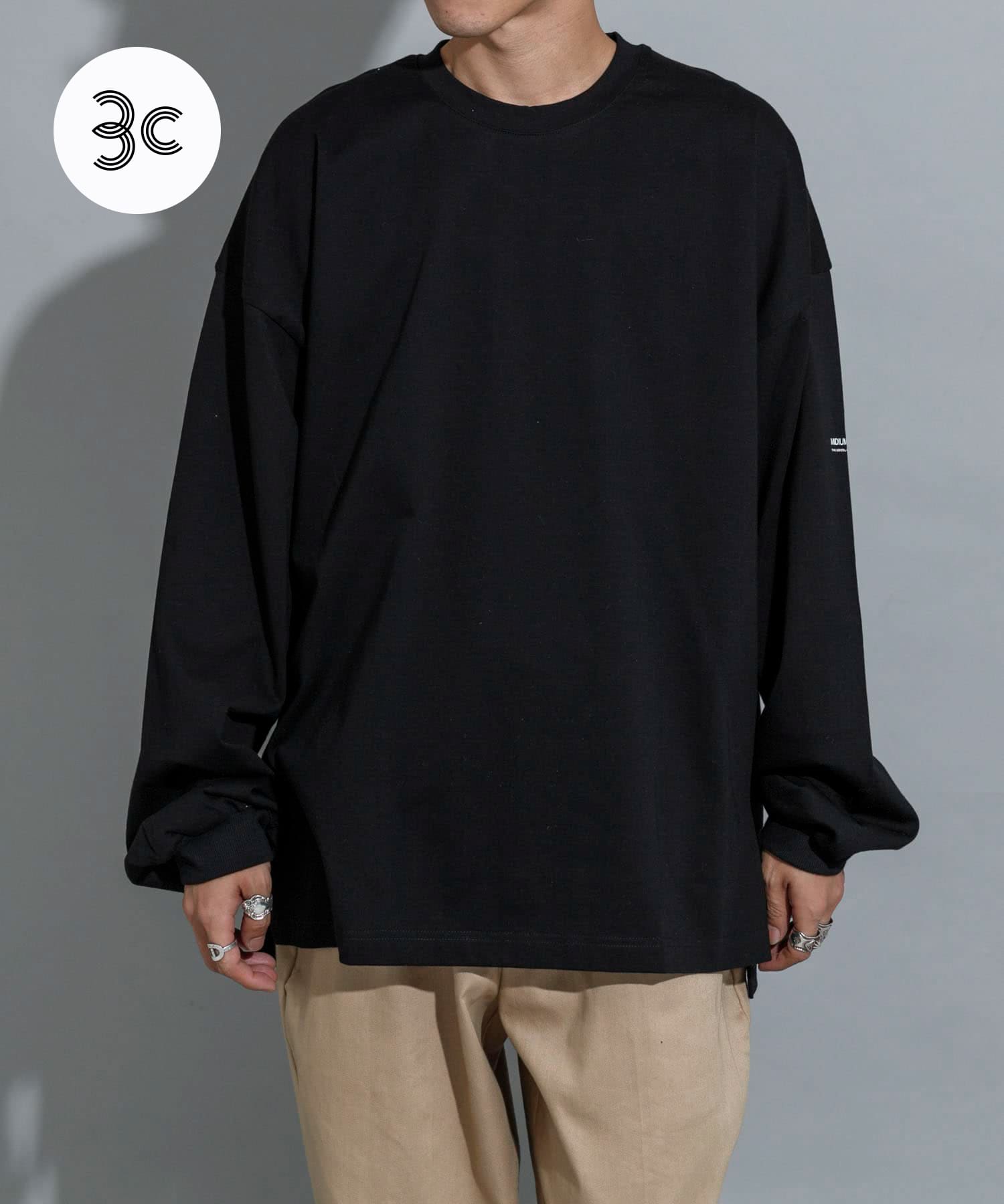 『別注』MIDIUMISOLID×TGM　Organic cotton LS T-SHIRTS L BLACK one