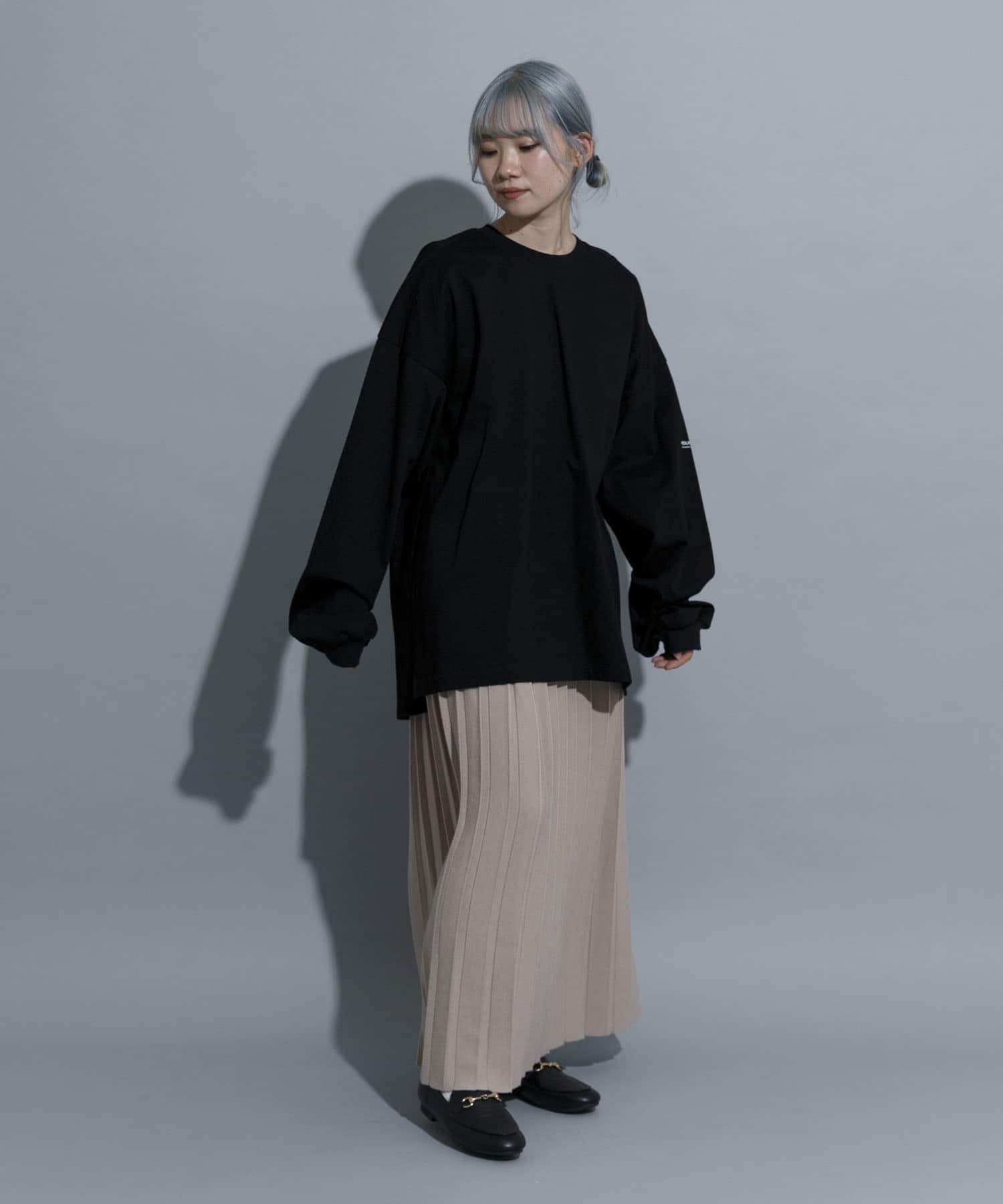 『別注』MIDIUMISOLID×TGM　Organic cotton LS T-SHIRTS L BLACK one