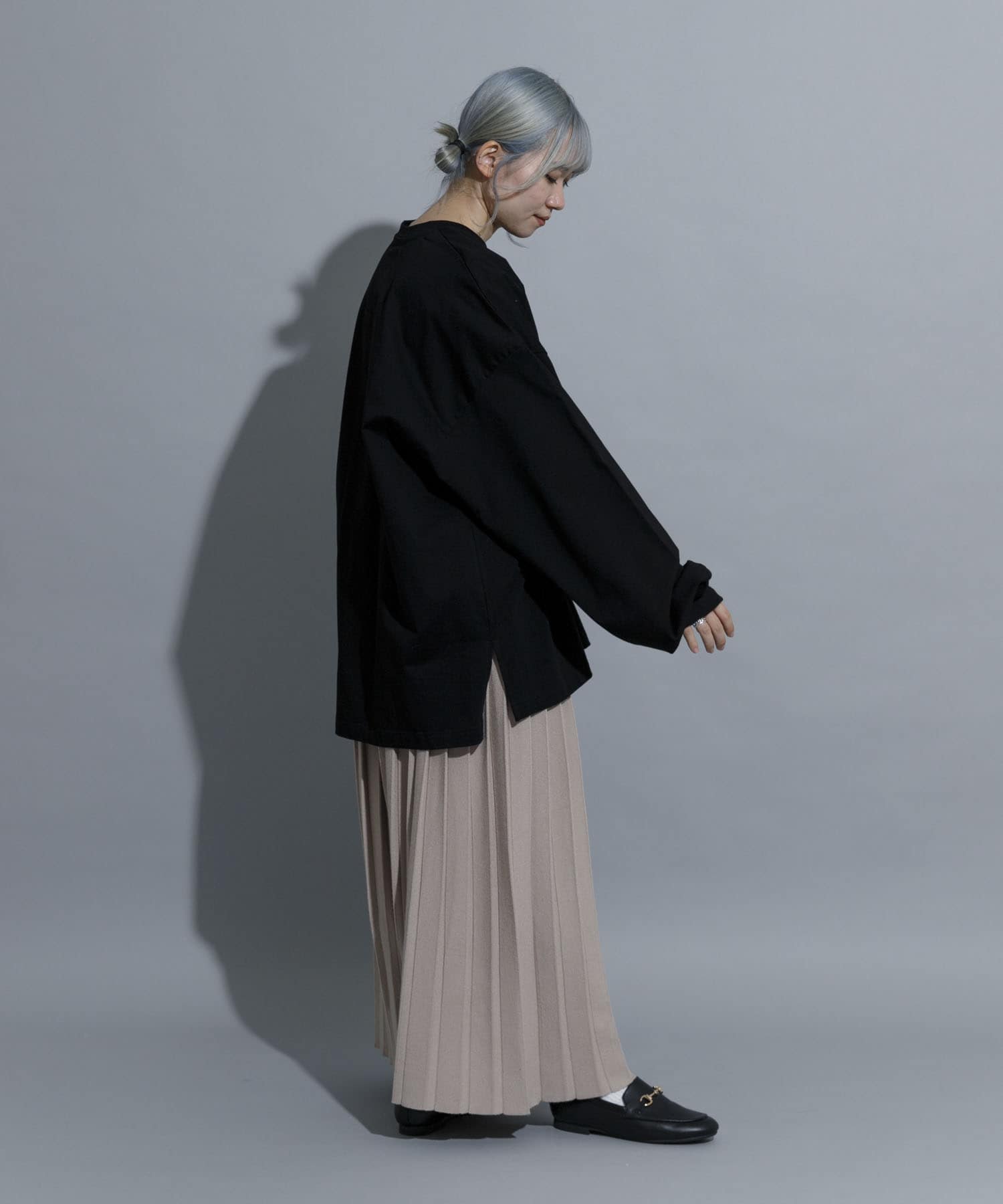 『別注』MIDIUMISOLID×TGM　Organic cotton LS T-SHIRTS L BLACK one