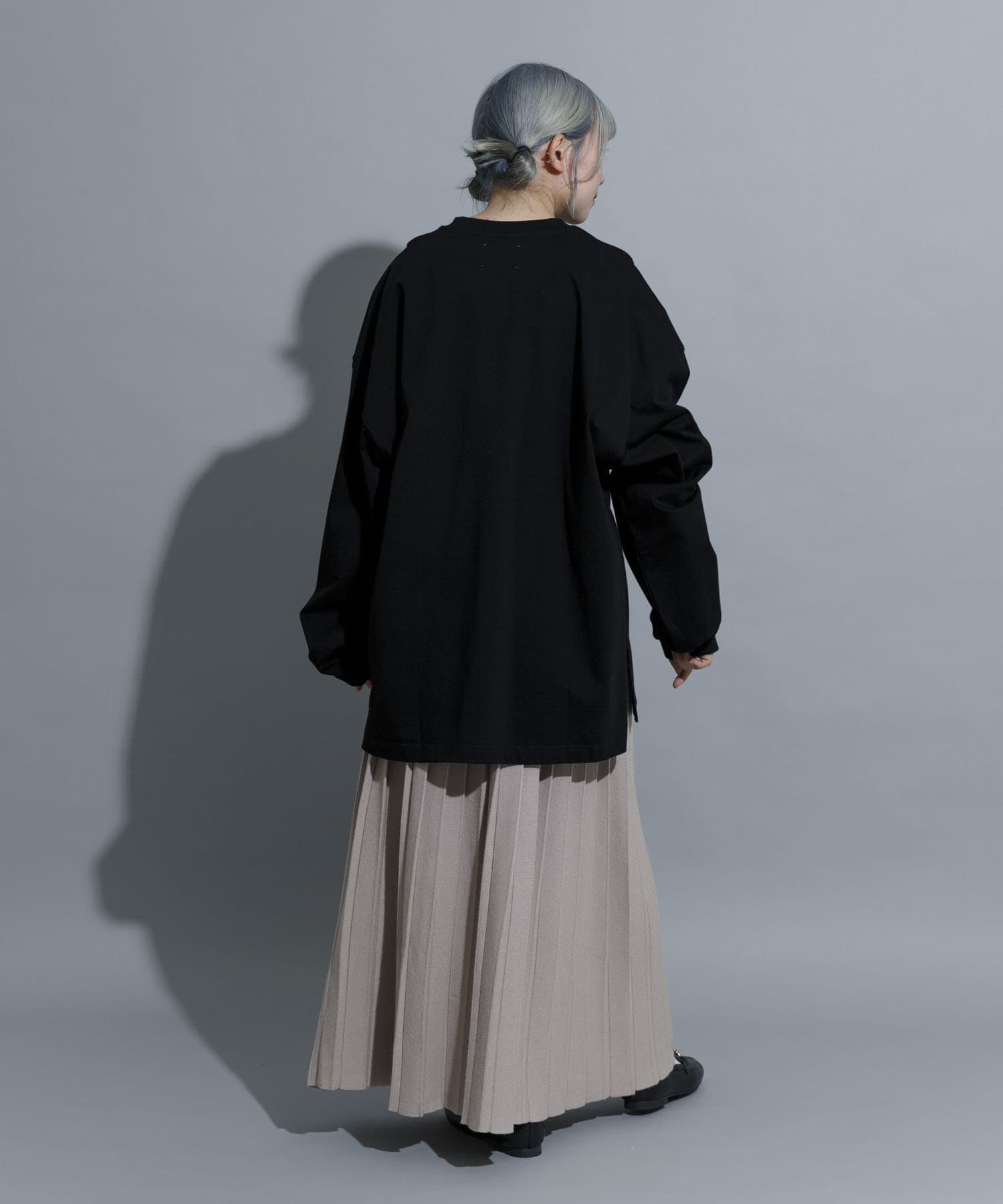 『別注』MIDIUMISOLID×TGM　Organic cotton LS T-SHIRTS L BLACK one