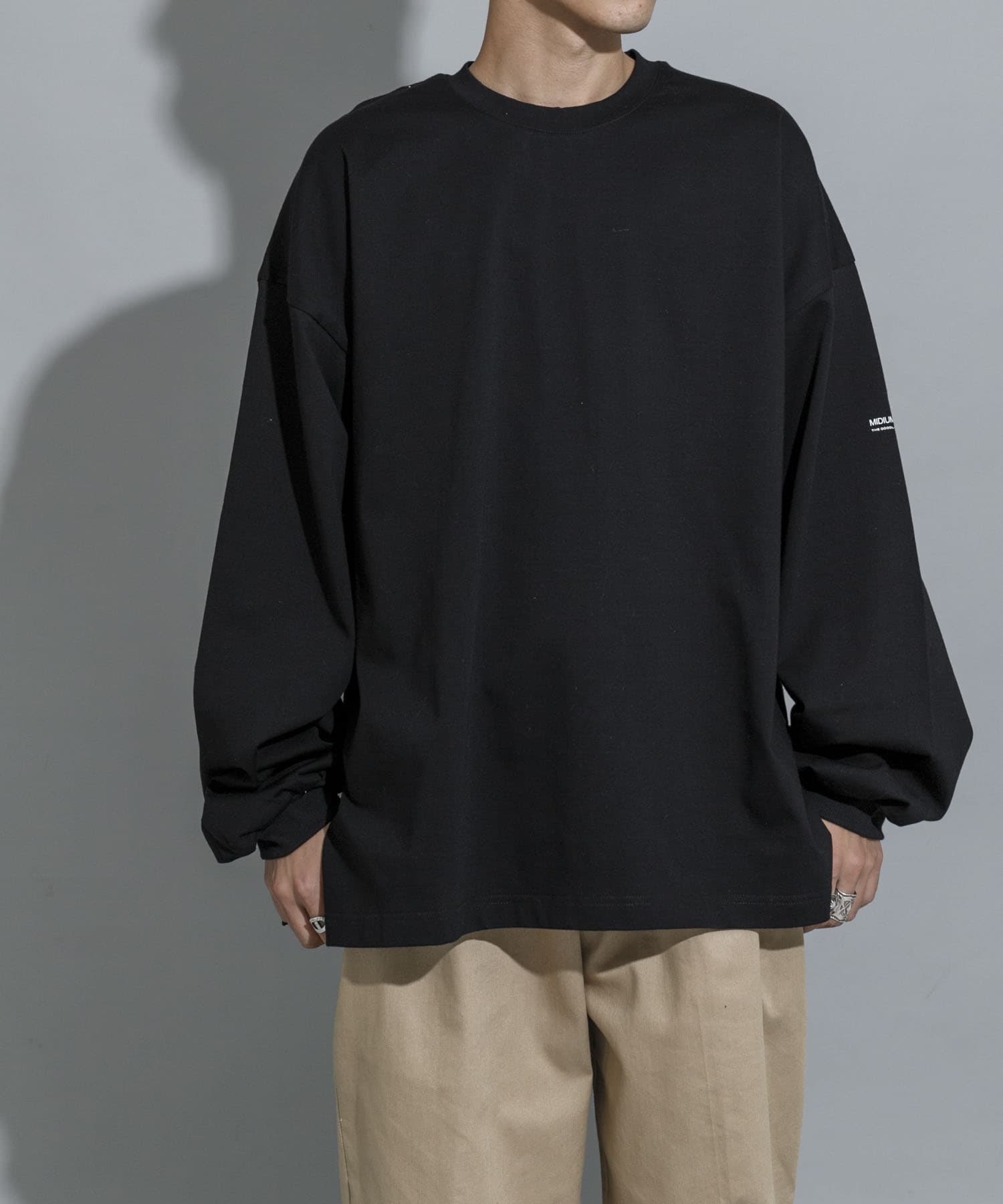 『別注』MIDIUMISOLID×TGM　Organic cotton LS T-SHIRTS L BLACK one