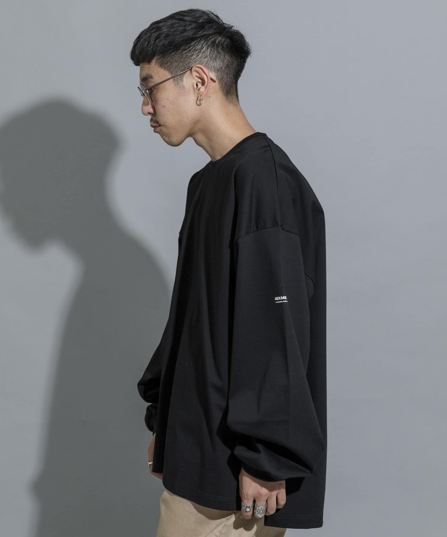 『別注』MIDIUMISOLID×TGM　Organic cotton LS T-SHIRTS L BLACK one