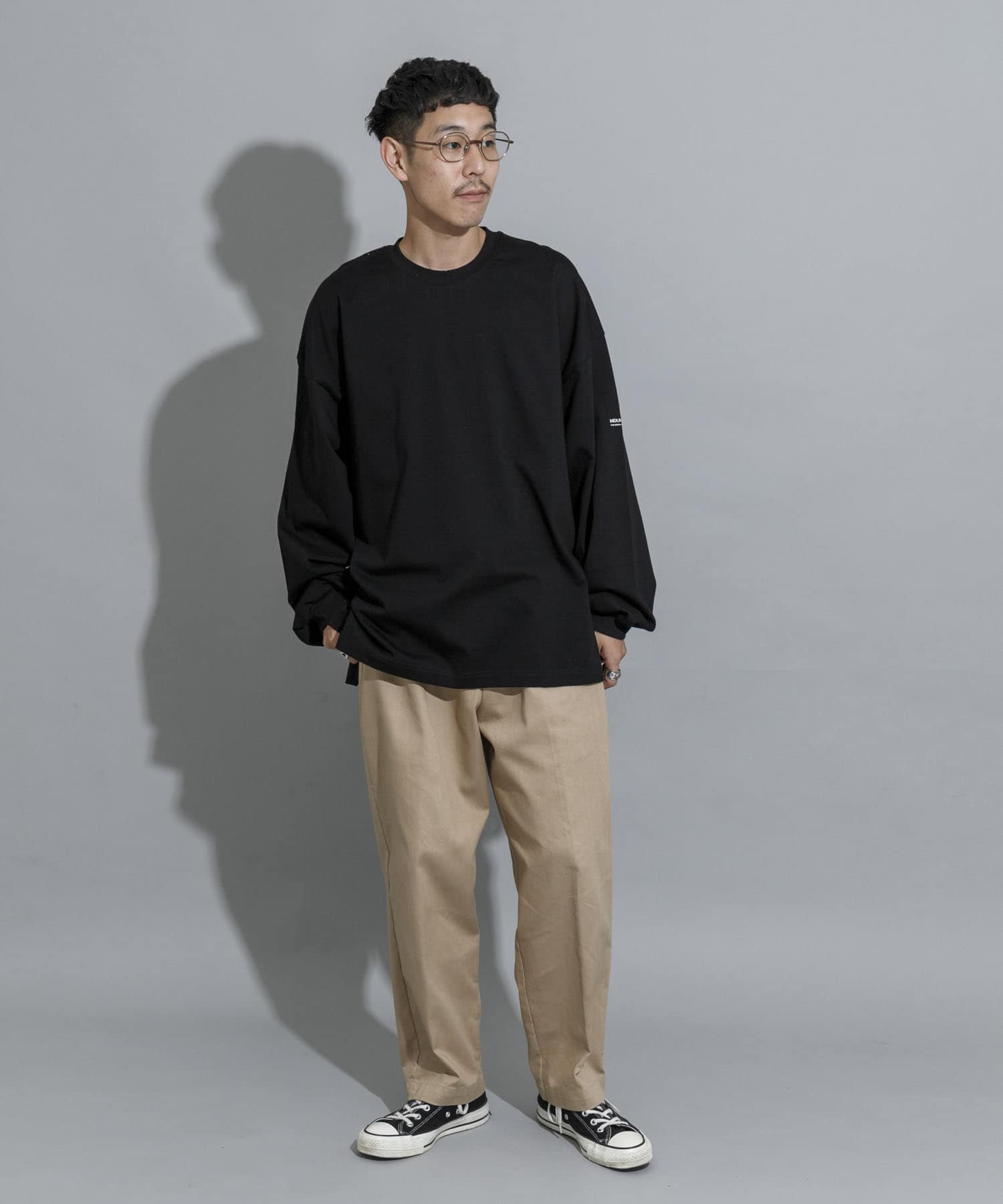 『別注』MIDIUMISOLID×TGM　Organic cotton LS T-SHIRTS L BLACK one