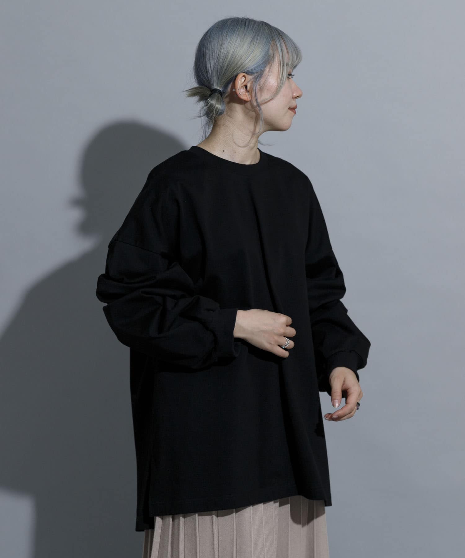 『別注』MIDIUMISOLID×TGM　Organic cotton LS T-SHIRTS L BLACK one