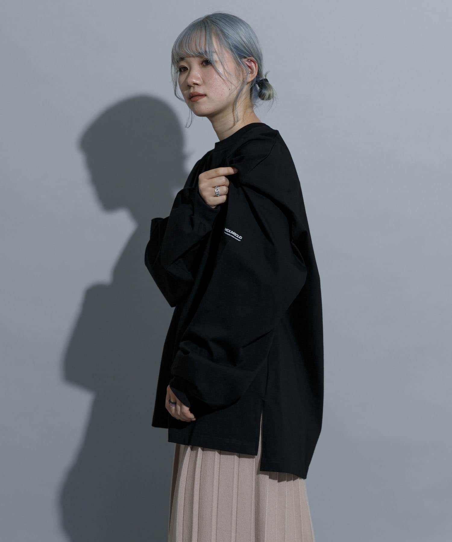 『別注』MIDIUMISOLID×TGM　Organic cotton LS T-SHIRTS L BLACK one