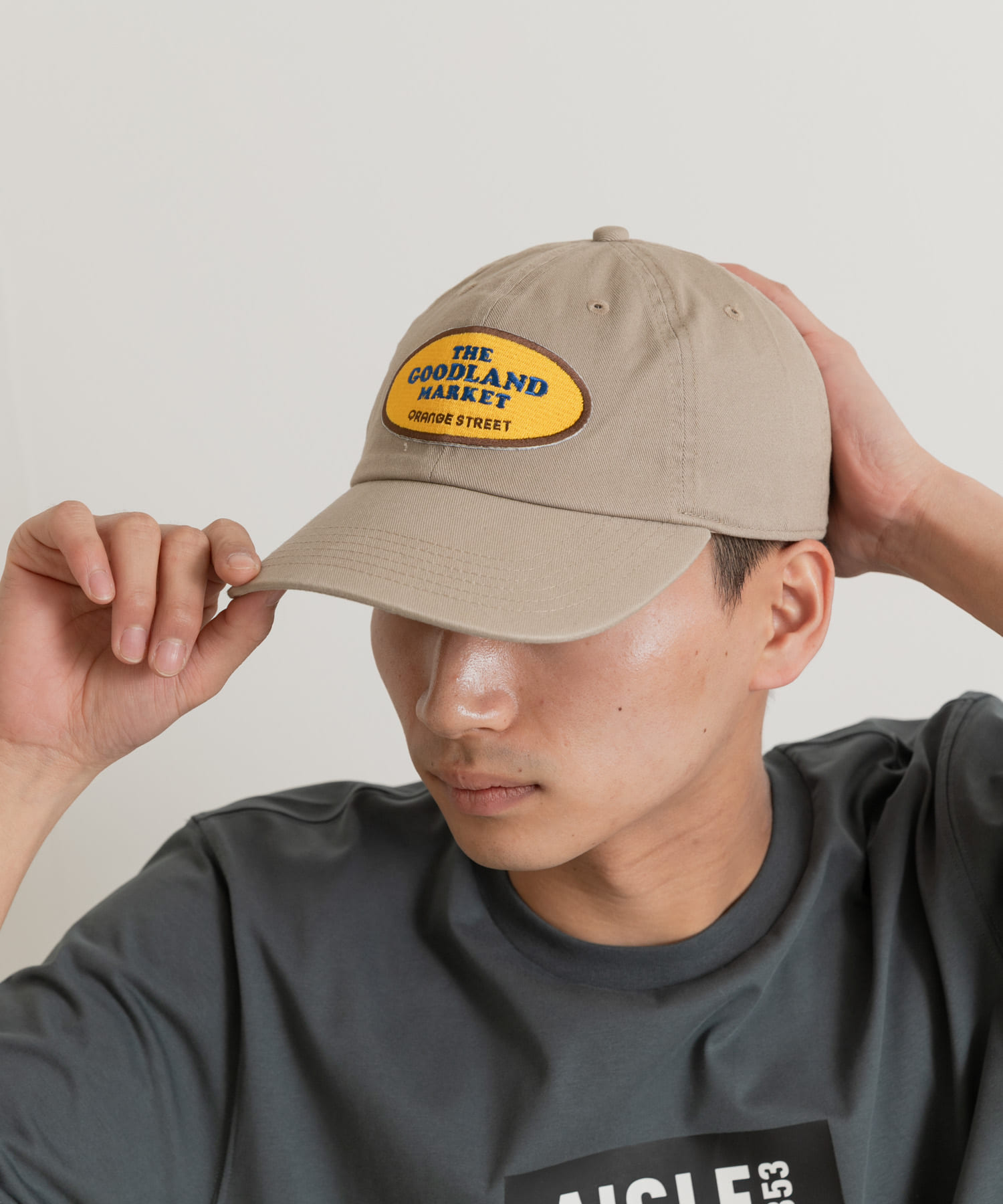 ザ グッドランド マーケット　RE-WAPPEN CAP BEIGE FREE