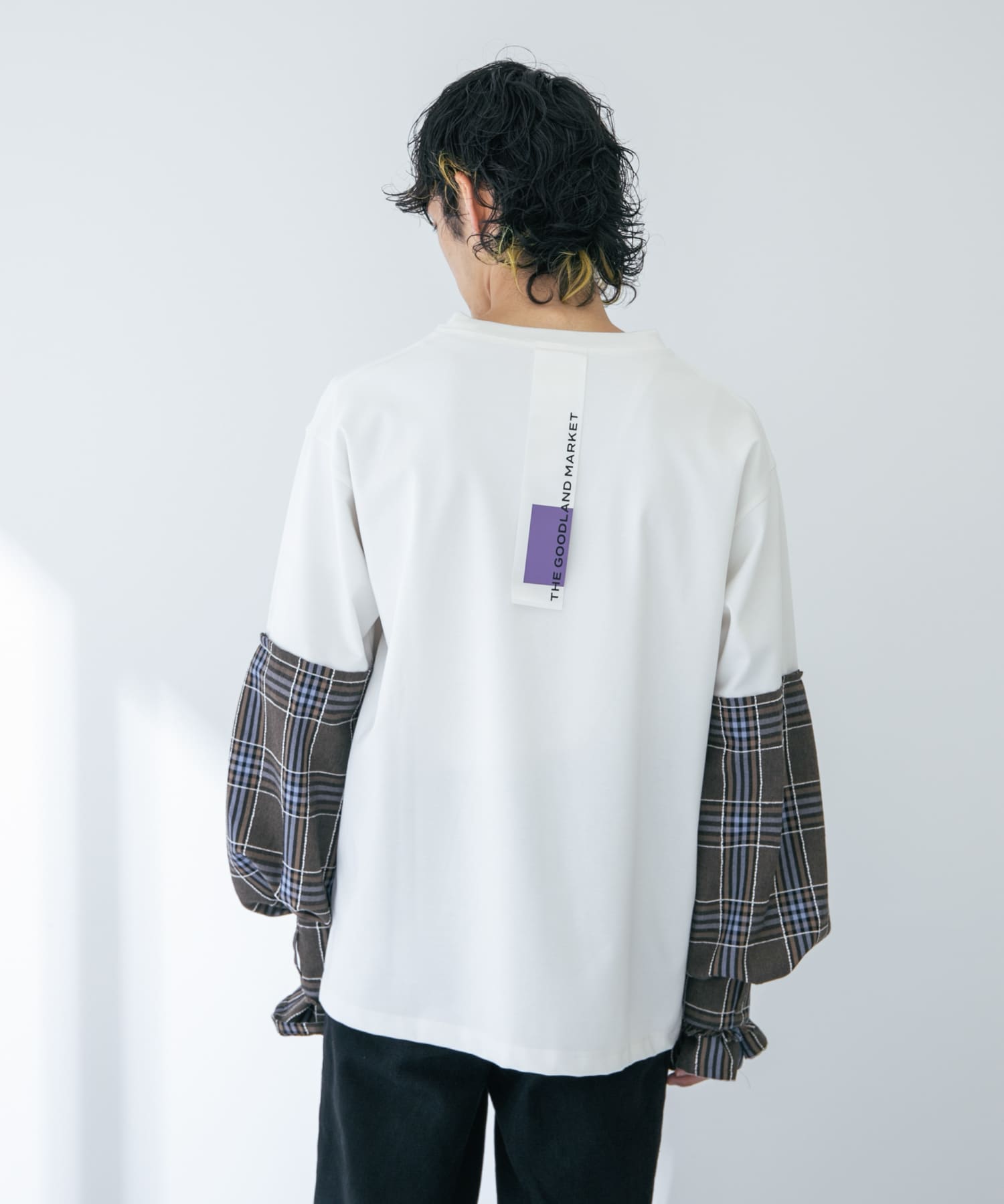 ザ グッドランド マーケット　Cony-check long sleeves WHITE M