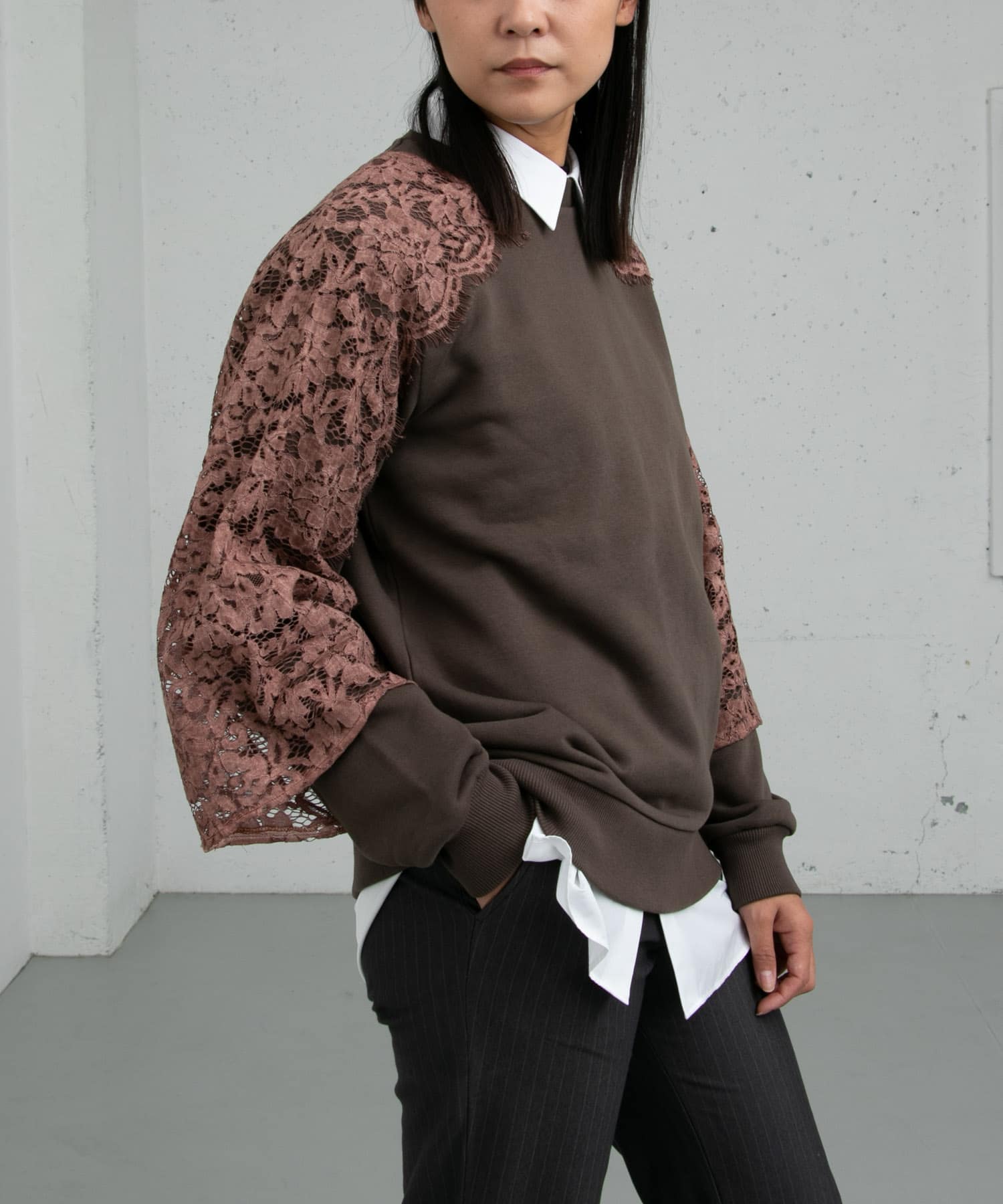 ザ グッドランド マーケット　Keira-race long sleeves ASH PINK M